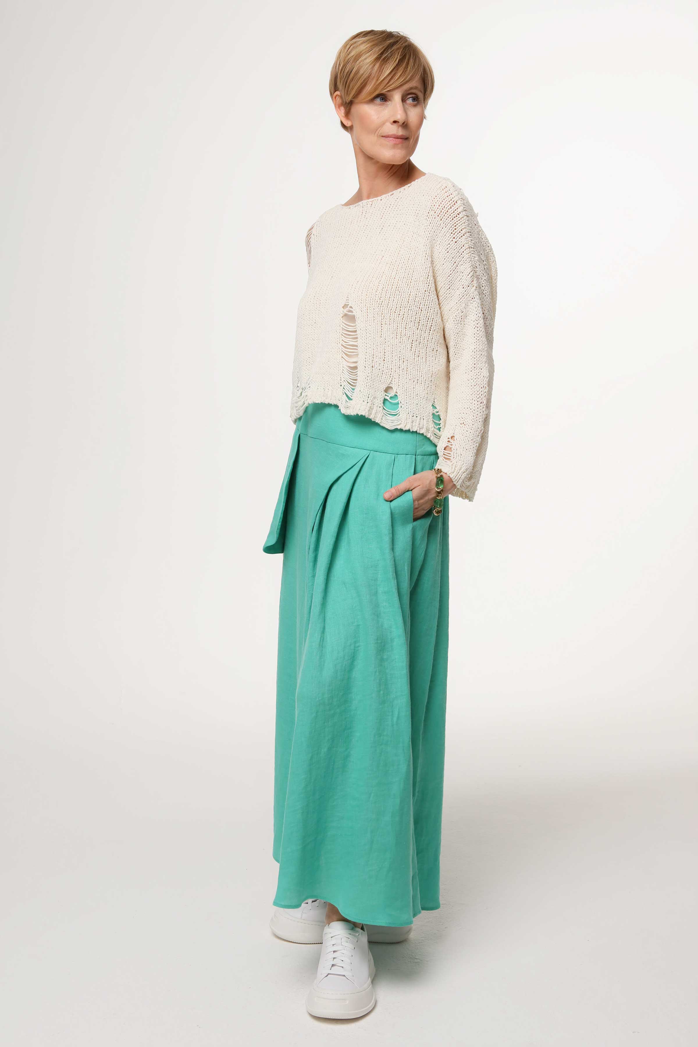 Юбка с запахом, мягкий лён 63 Ментол (menthol) от Lesel (Лесель)! Заказывайте по ✆ 8 (800) 777 02 37