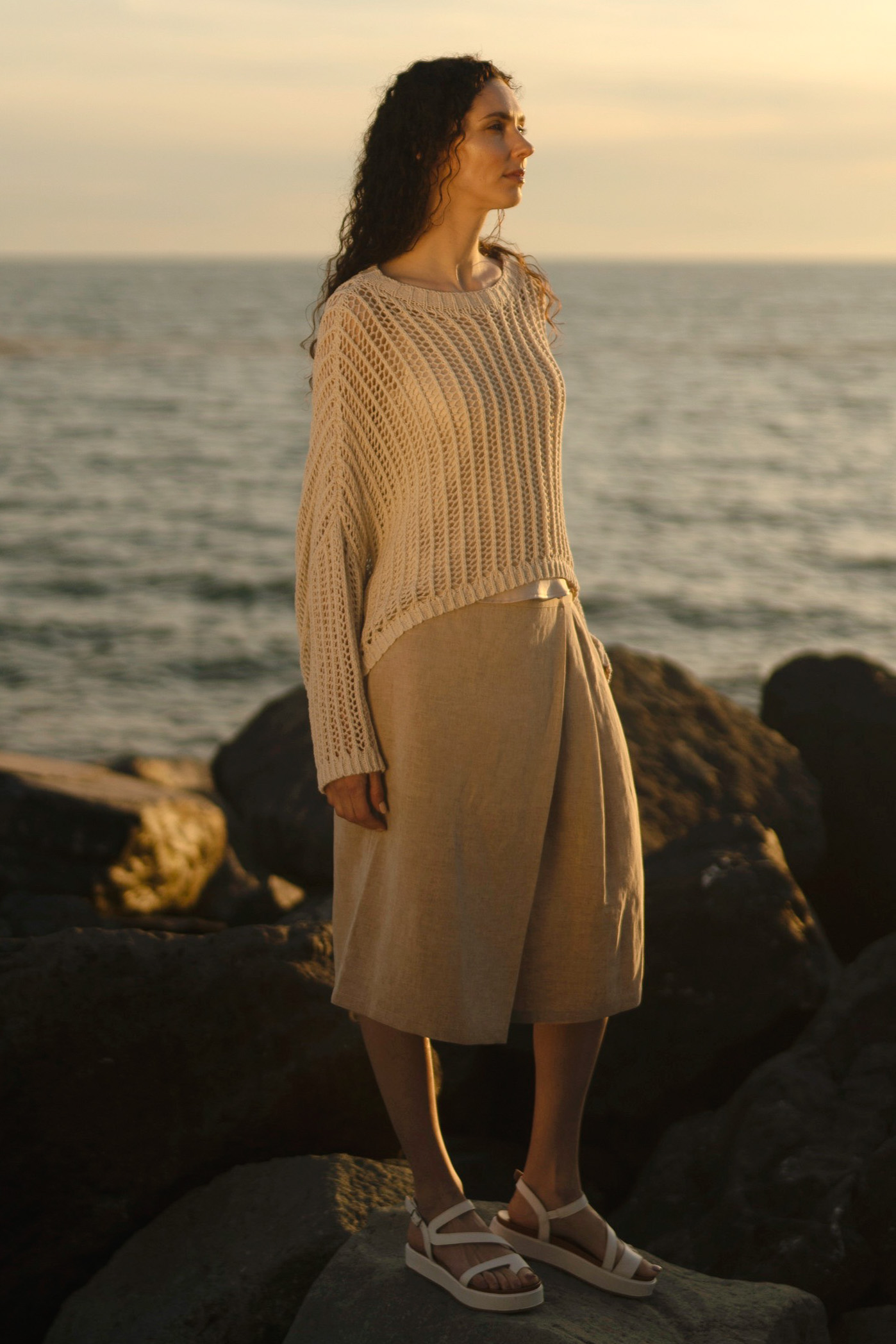 Брюки-юбка короткие, лён  от Lesel (Лесель)! Заказывайте по ✆ 8 (800) 777 02 37