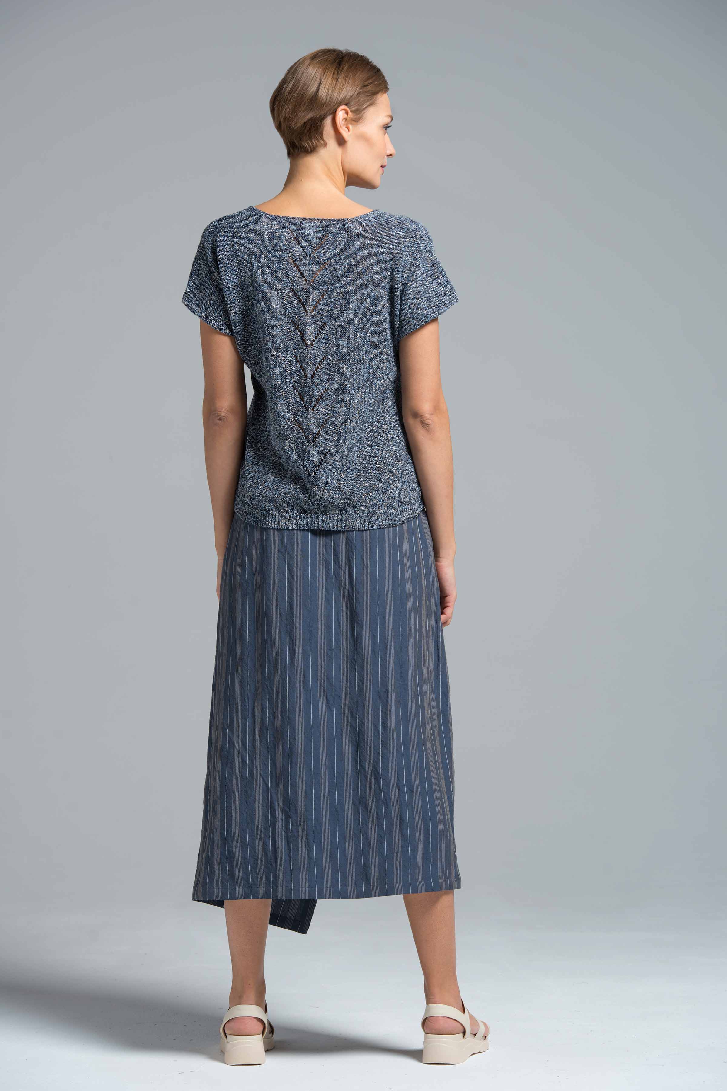 Юбка Диагональ, лён-полосы 38 Джинсовый (denim) от Lesel (Лесель)! Заказывайте по ✆ 8 (800) 777 02 37