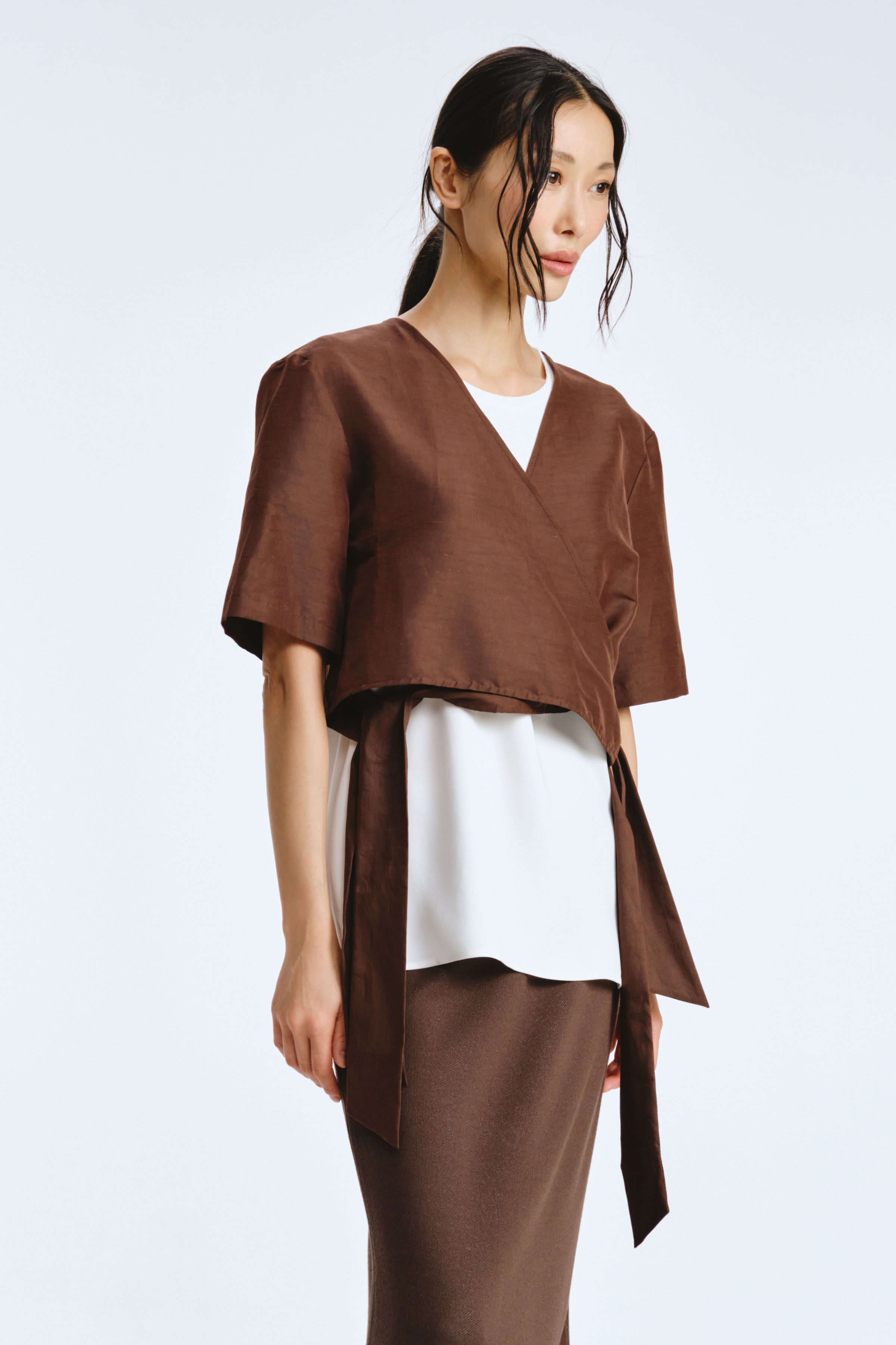 Блуза болеро на широких завязках эластичное  от Lesel (Лесель)! Заказывайте по ✆ 8 (800) 777 02 37