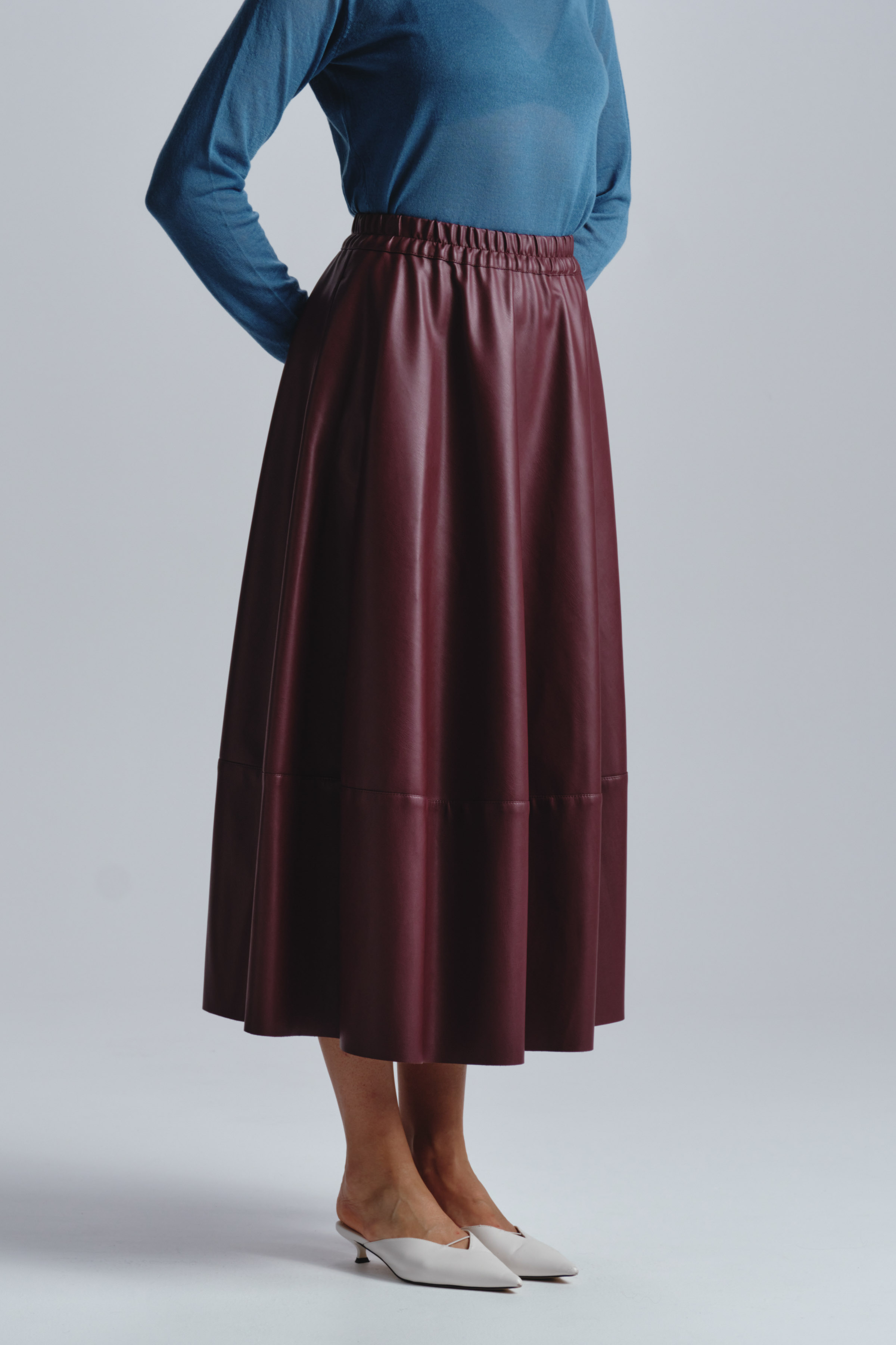 Юбка клеш, кожа 27 Бордо (burdeaux) от Lesel (Лесель)! Заказывайте по ✆ 8 (800) 777 02 37