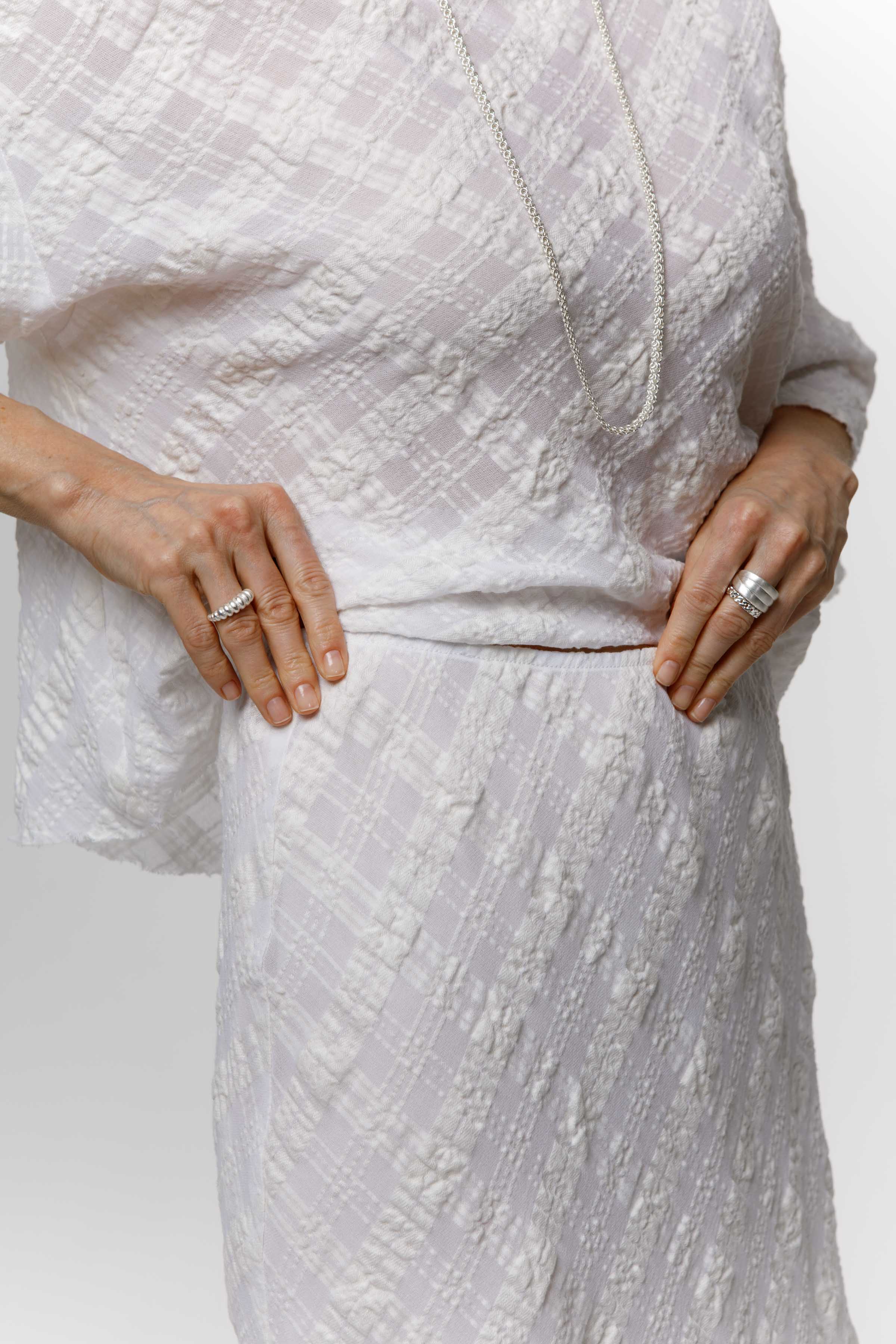 Юбка длинная, жатая клетка 01 Мел (craie) от Lesel (Лесель)! Заказывайте по ✆ 8 (800) 777 02 37