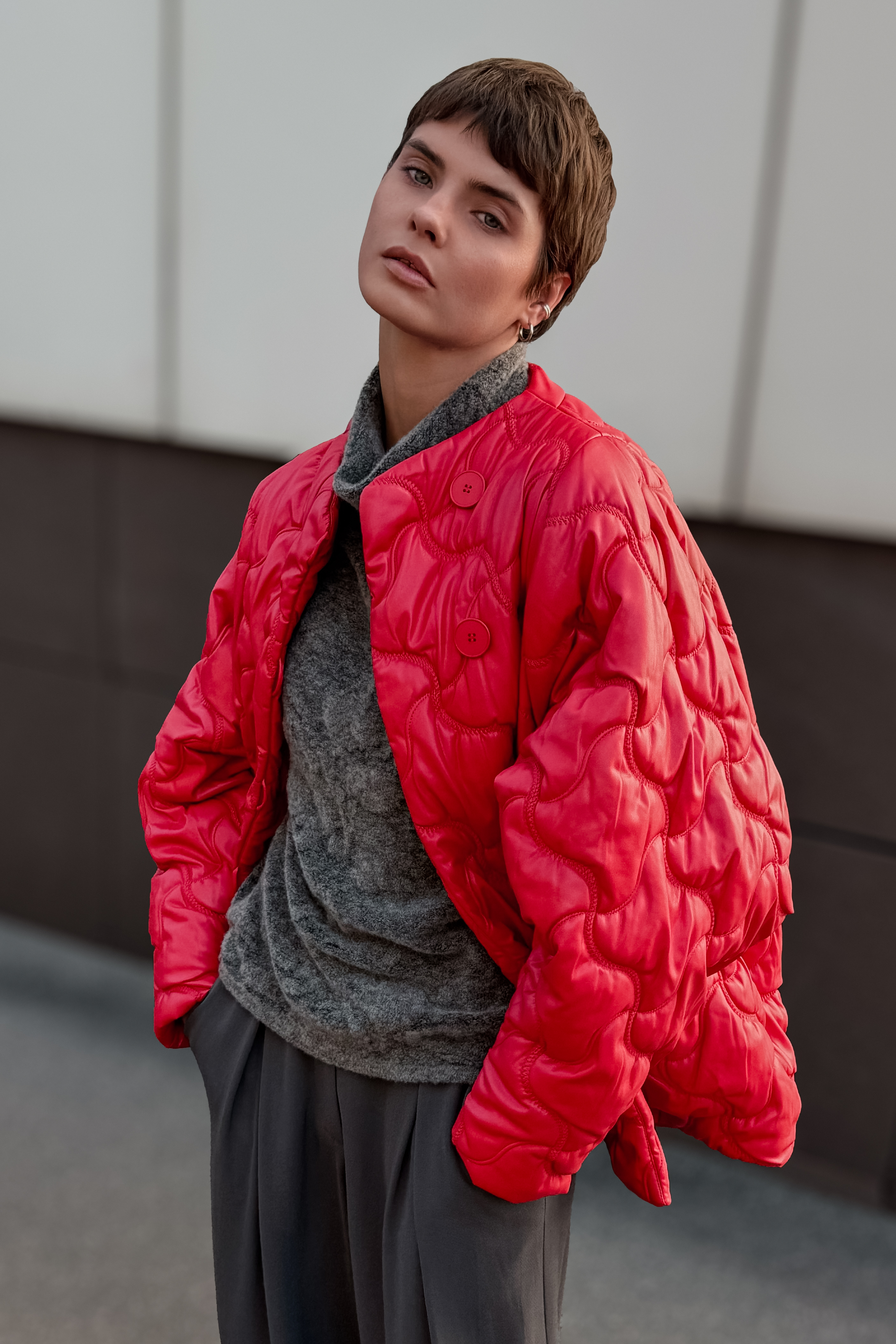 Куртка бомбер ромб, эко-кожа 25 Красный (rouge) от Lesel (Лесель)! Заказывайте по ✆ 8 (800) 777 02 37