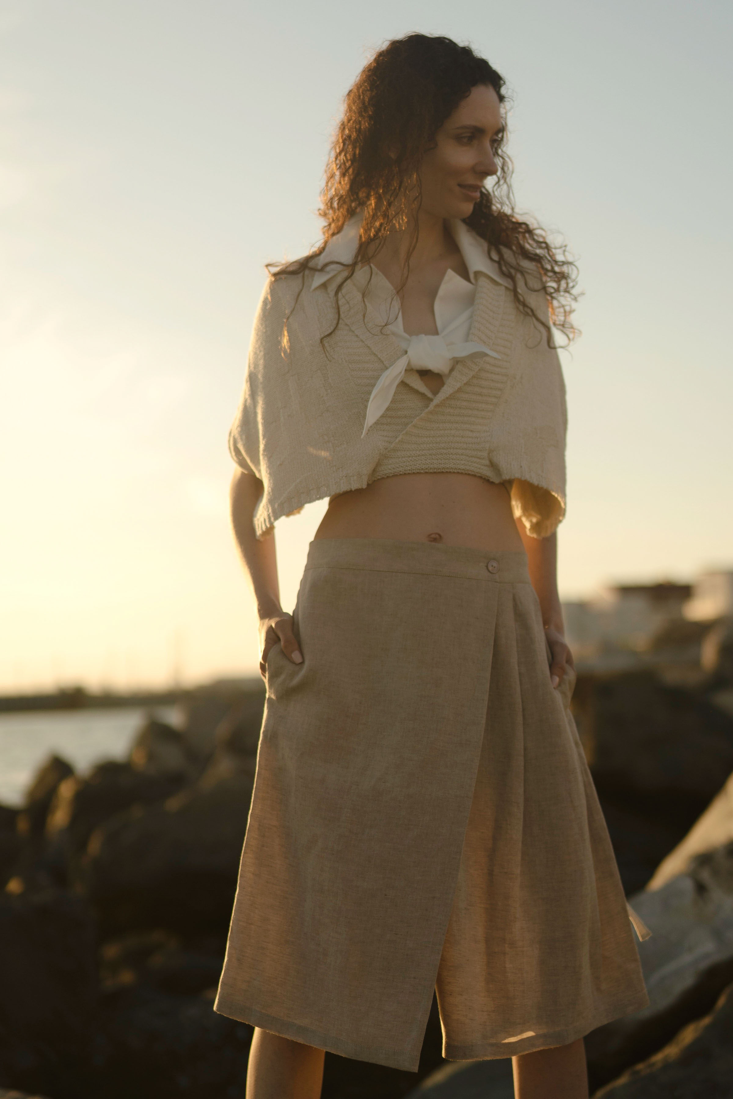 Брюки-юбка короткие, лён  от Lesel (Лесель)! Заказывайте по ✆ 8 (800) 777 02 37