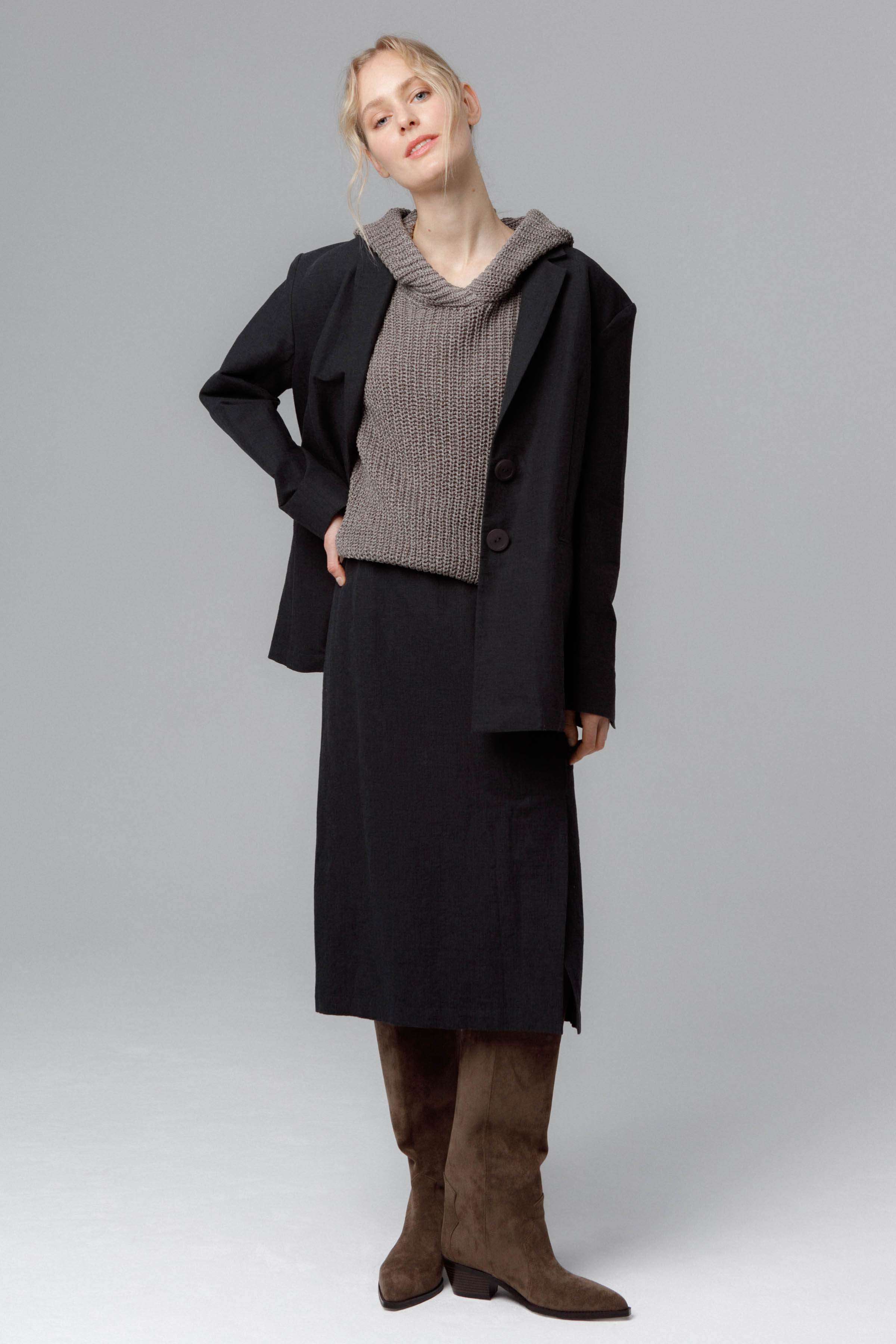 Юбка Прямая со шлицей, костюмная 11 Антрацит (anthracite) от Lesel (Лесель)! Заказывайте по ✆ 8 (800) 777 02 37