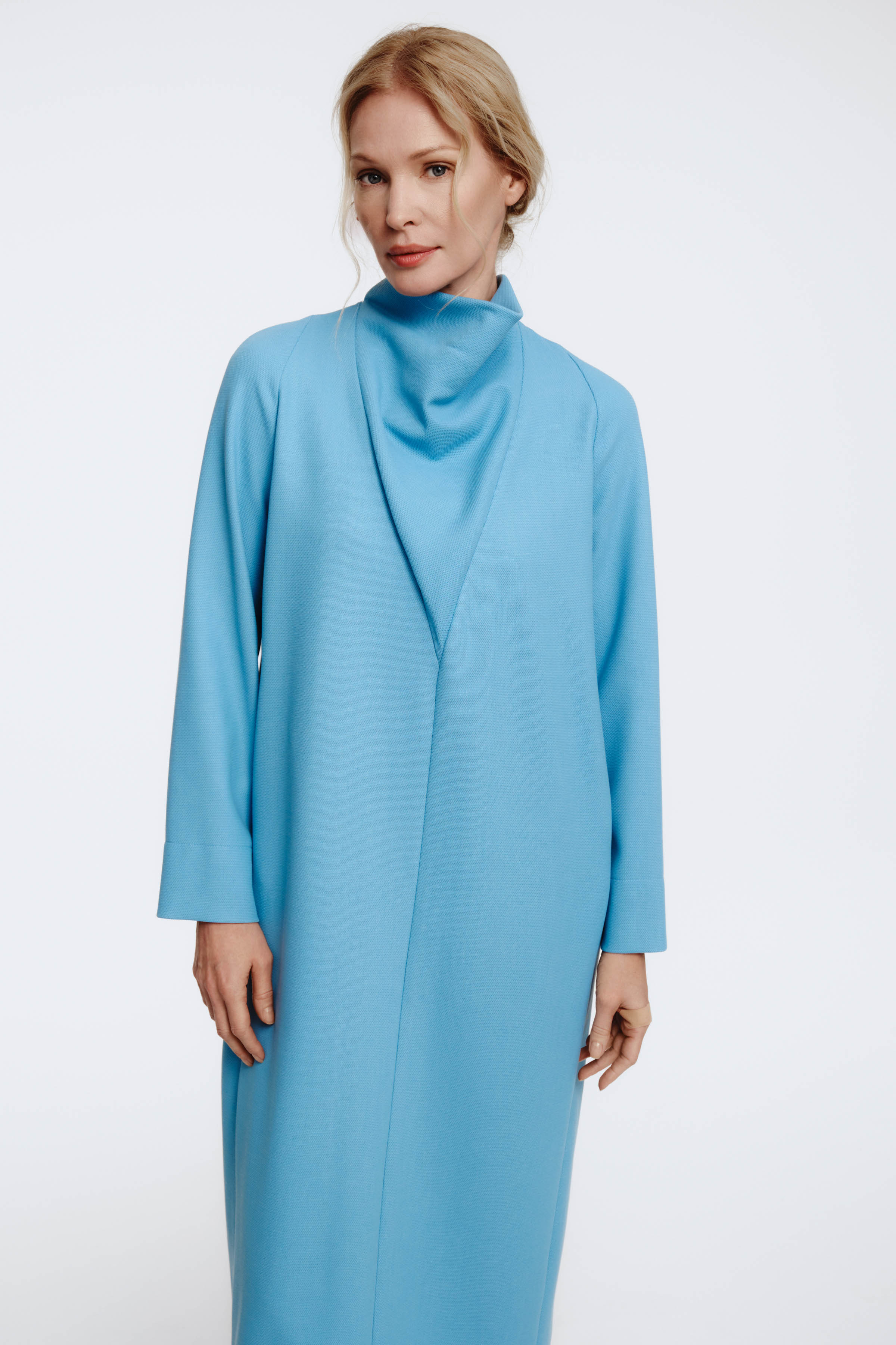 Платье с воротником Качели, длинный рукав 36 Лазурно-синий (bleu azur) от Lesel (Лесель)! Заказывайте по ✆ 8 (800) 777 02 37