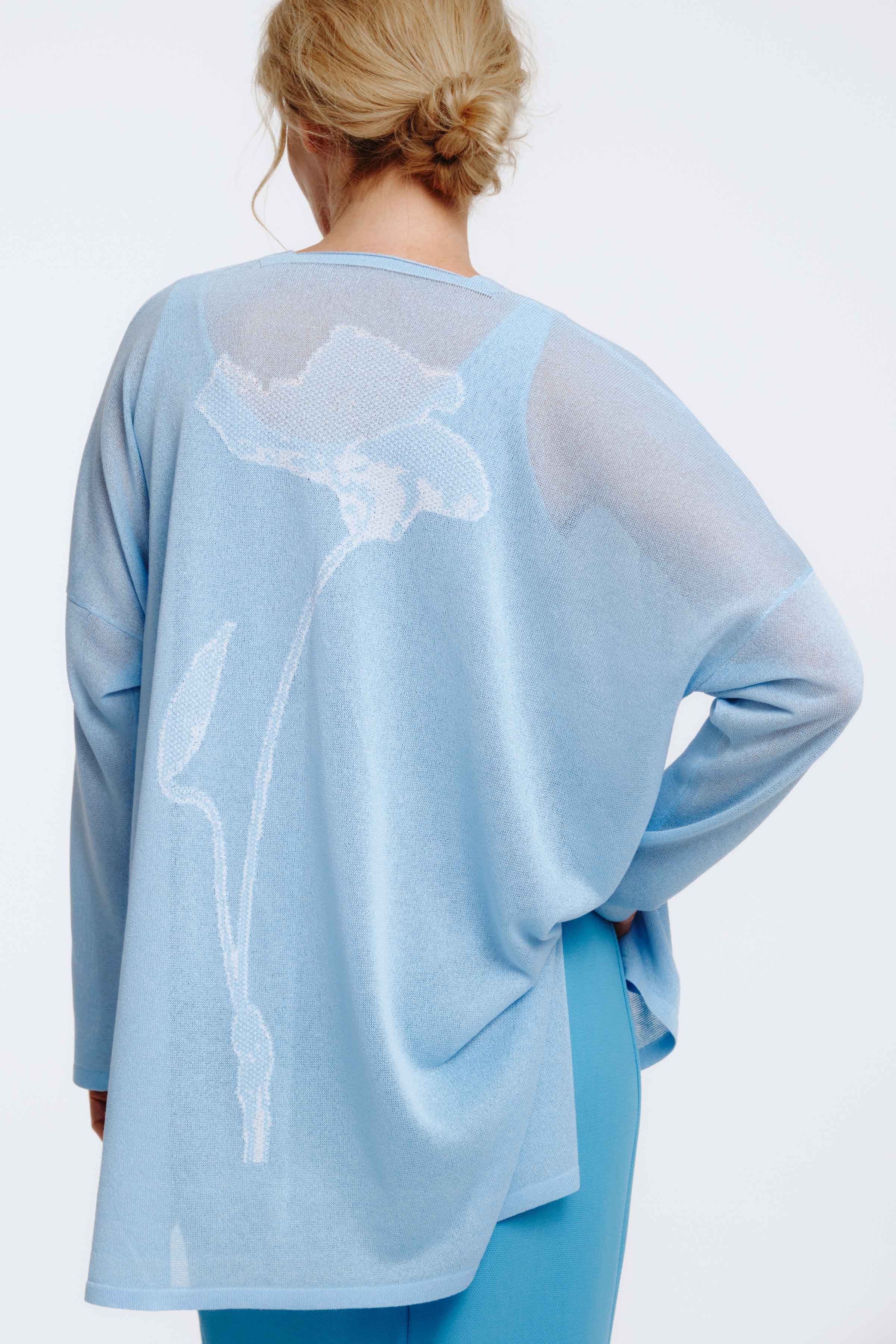 Кардиган Цветок с бутоном 34 Голубой лед (glace bleue) от Lesel (Лесель)! Заказывайте по ✆ 8 (800) 777 02 37