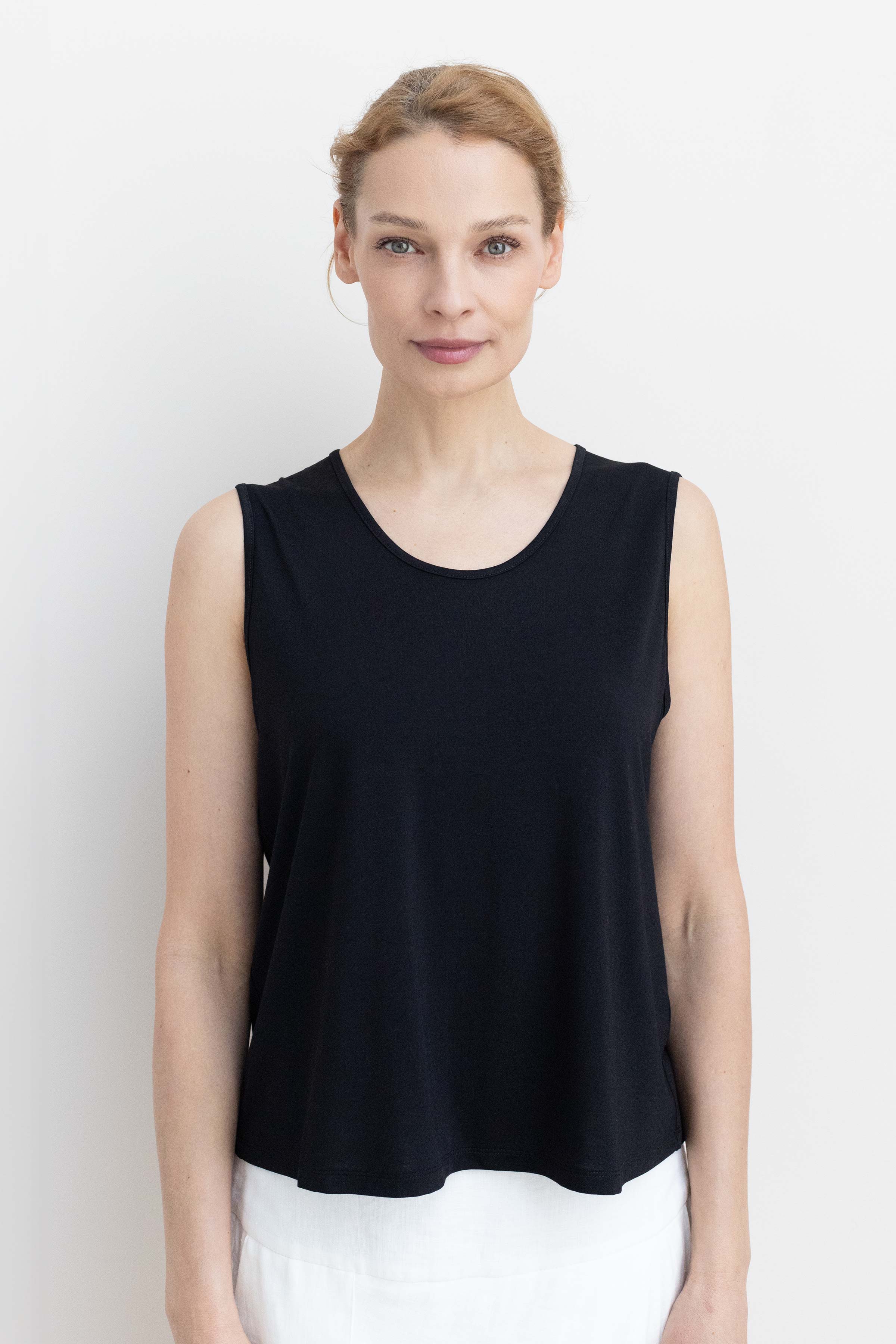 Блуза база, без рукавов, тонкий трикотаж  от Lesel (Лесель)! Заказывайте по ✆ 8 (800) 777 02 37