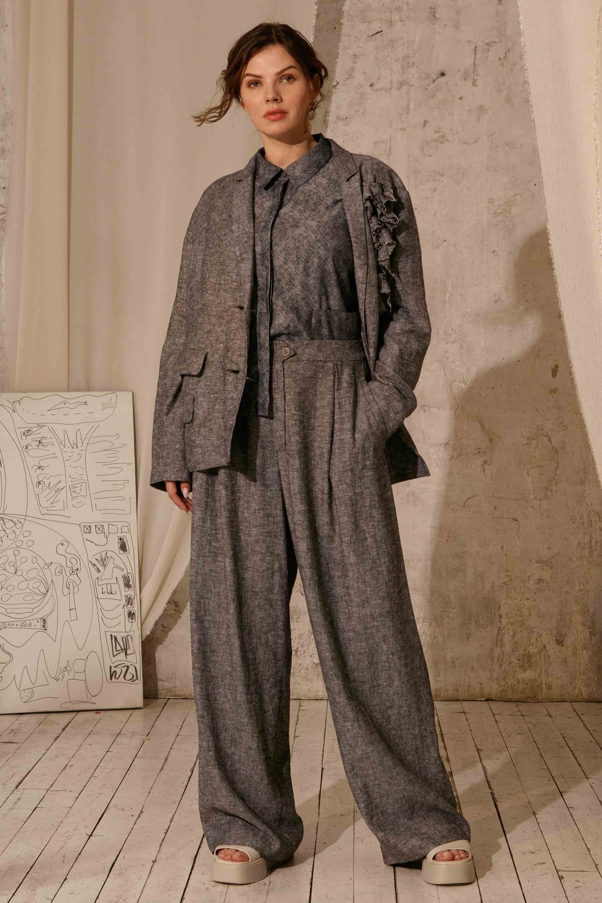 Блуза Хлопок меланж, с вышивкой  от Lesel (Лесель)! Заказывайте по ✆ 8 (800) 777 02 37