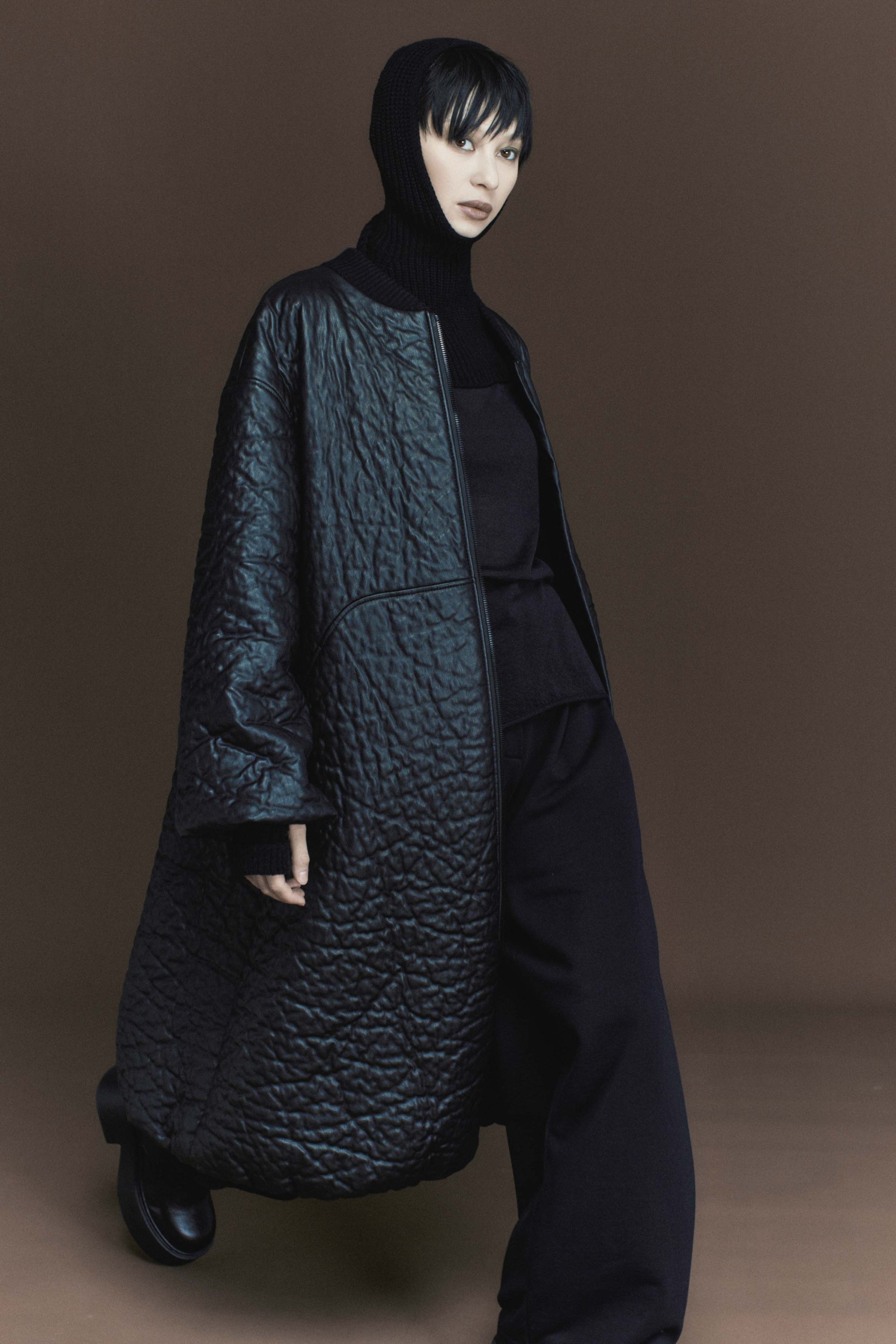 Бомбер кожа-крэш с шерстью удлиненный 00 Черный (noir) от Lesel (Лесель)! Заказывайте по ✆ 8 (800) 777 02 37