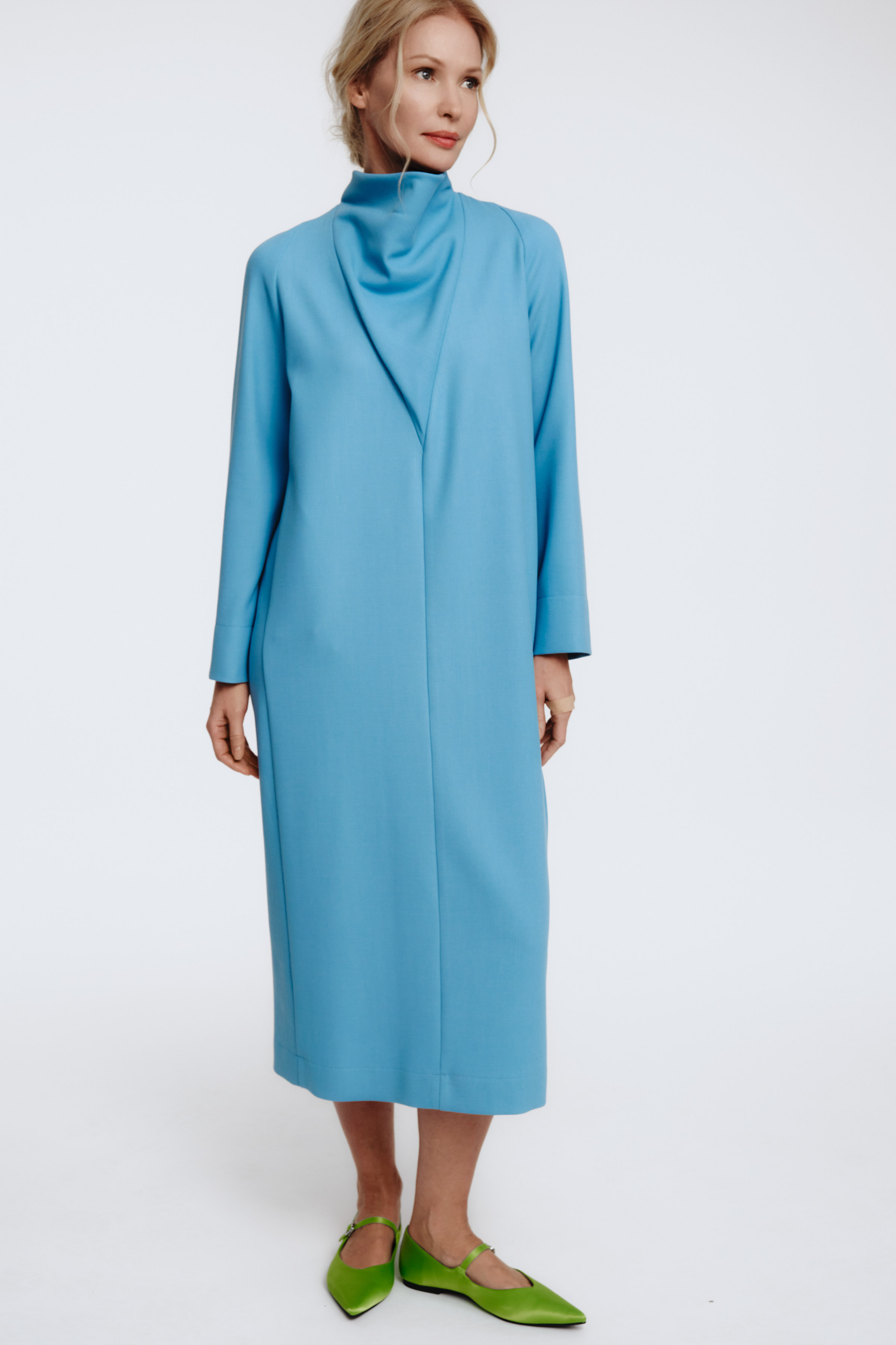 Платье с воротником Качели, длинный рукав 36 Лазурно-синий (bleu azur) от Lesel (Лесель)! Заказывайте по ✆ 8 (800) 777 02 37