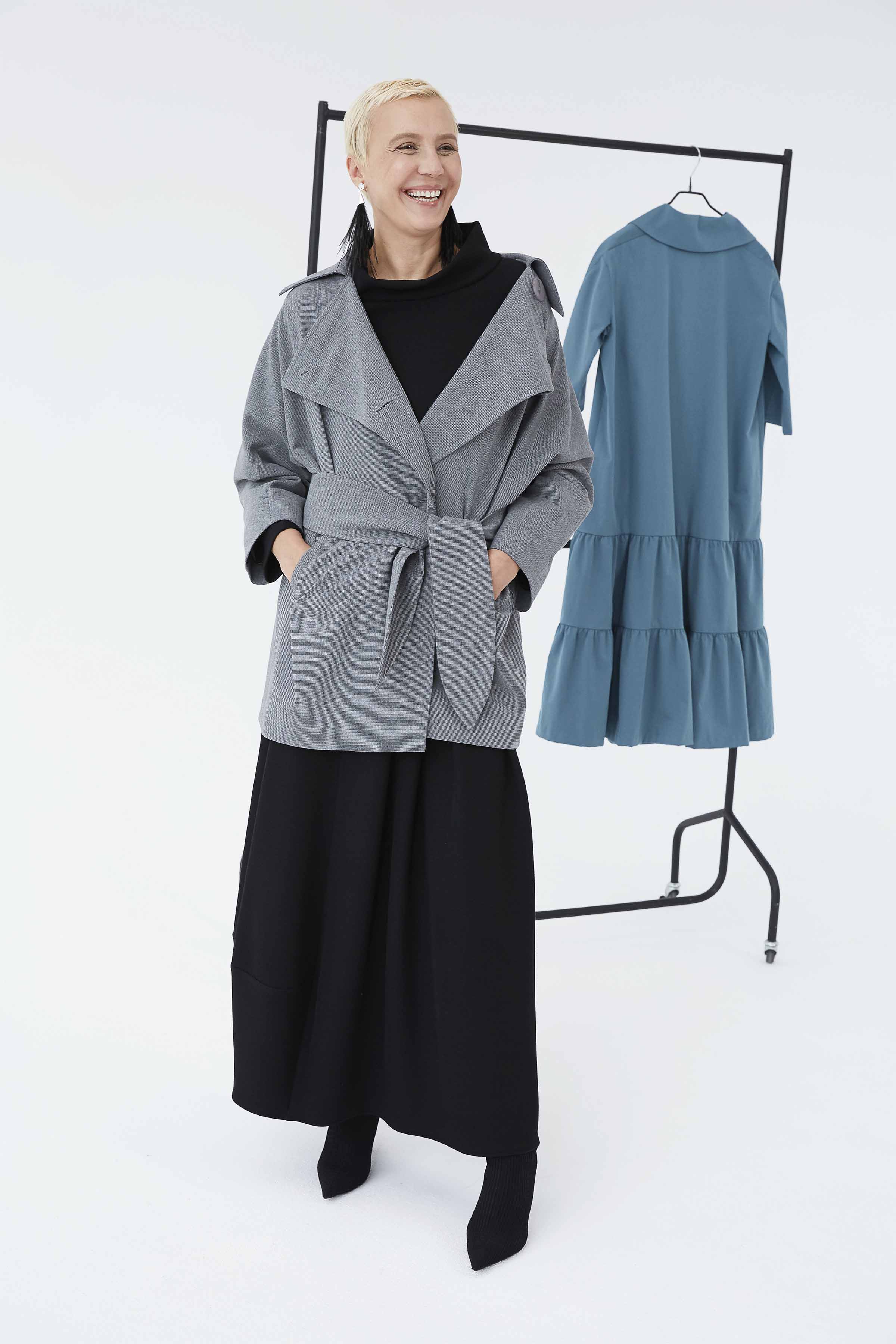 Жакет с поясом, мелкая клетка, на подкладке 15 Серый меланж (melange gris) от Lesel (Лесель)! Заказывайте по ✆ 8 (800) 777 02 37