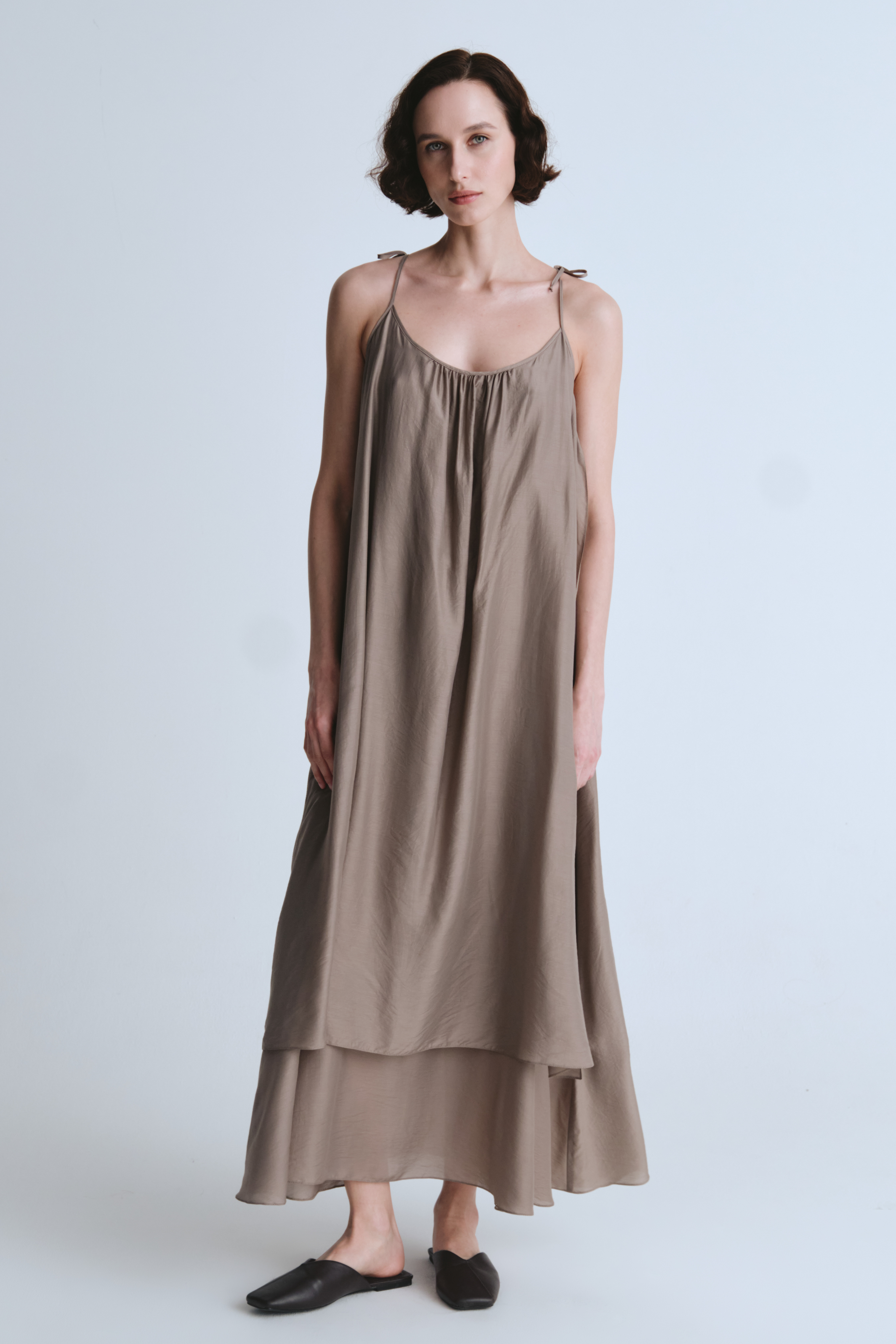 Платье сарафан клеш двухслойный, шёлк