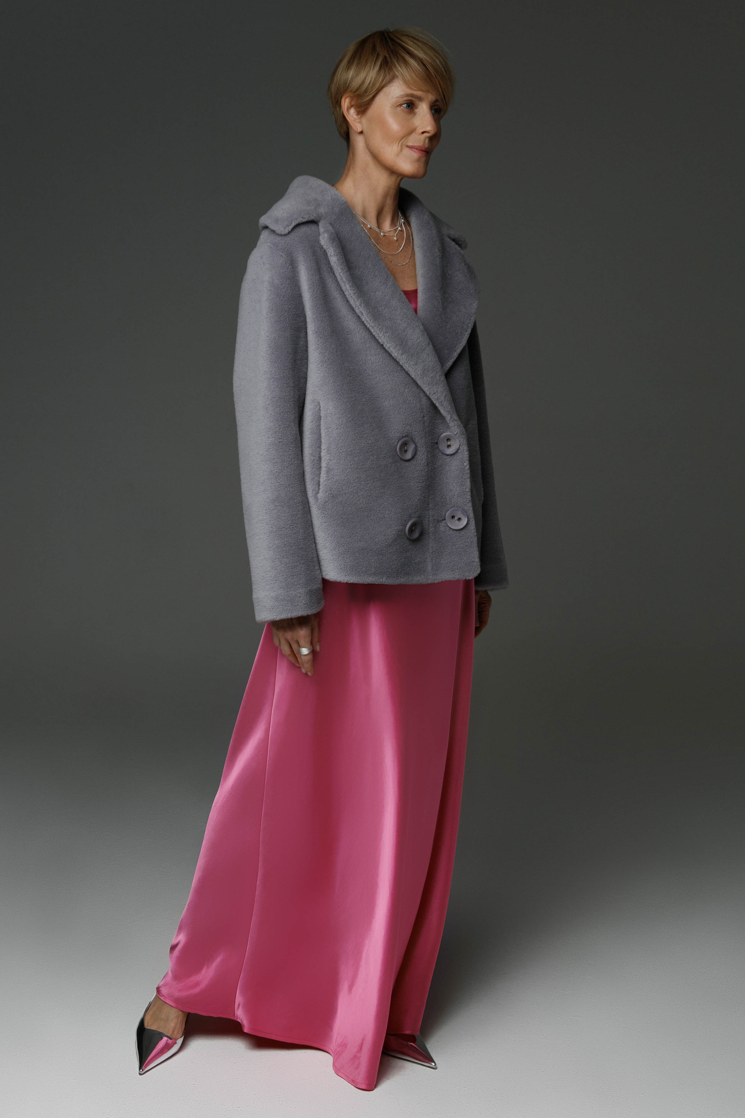 Пальто Бушлат шерстяной мех 10 Серый (grise) от Lesel (Лесель)! Заказывайте по ✆ 8 (800) 777 02 37