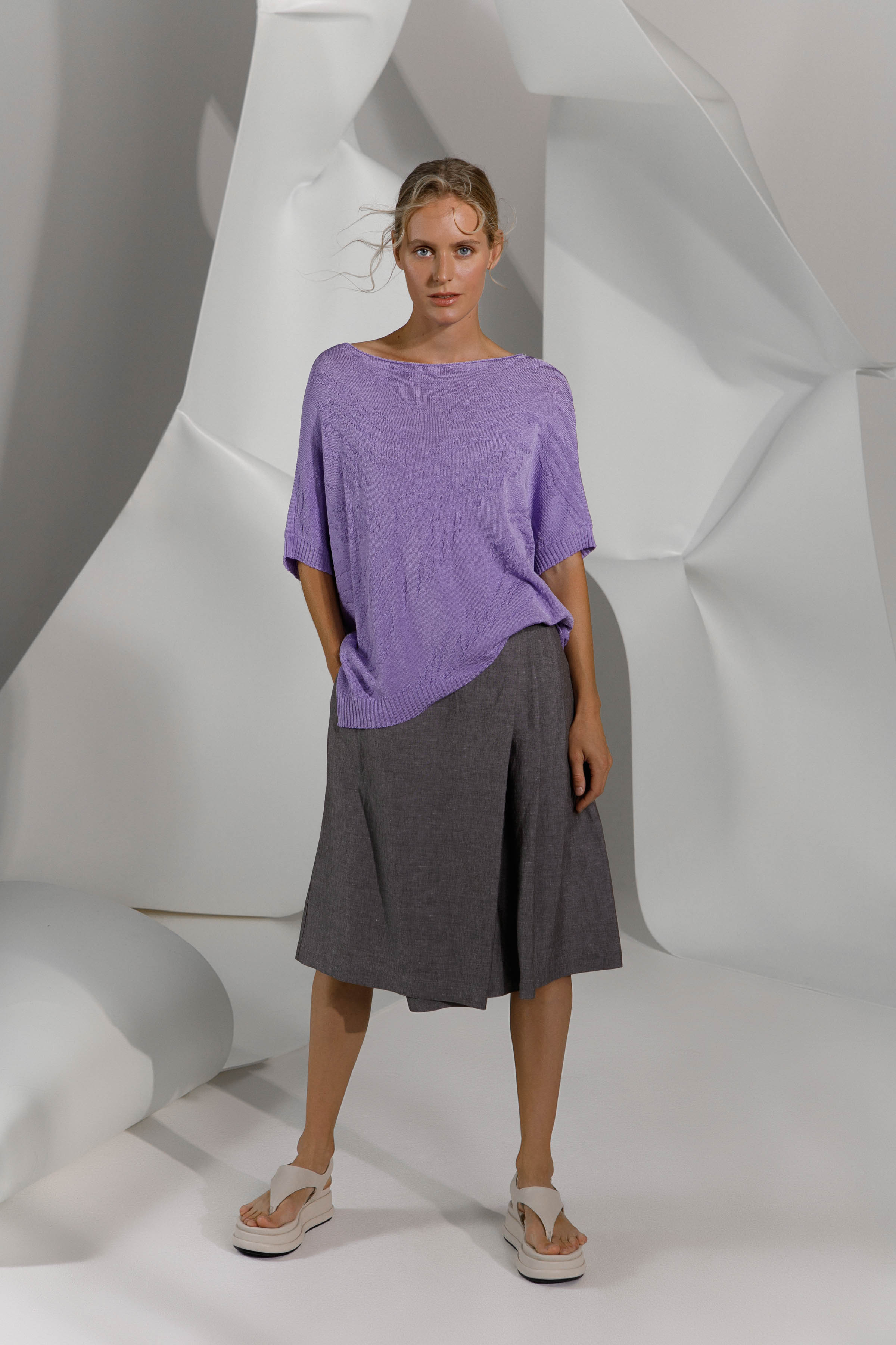 Брюки-юбка короткие, лён  от Lesel (Лесель)! Заказывайте по ✆ 8 (800) 777 02 37