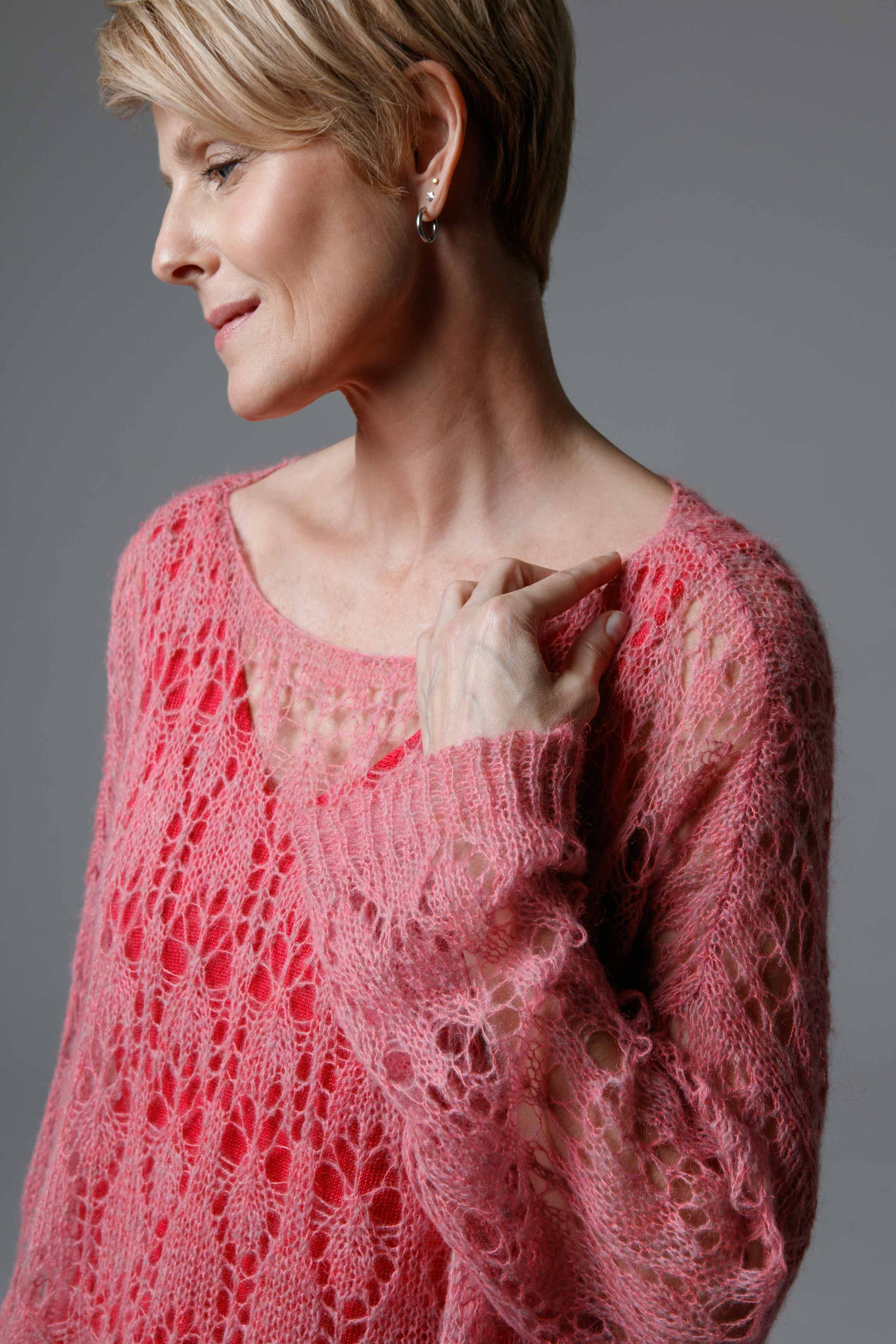 Джемпер Ажур из мохера 42 Розовый закат (pink sunset) от Lesel (Лесель)! Заказывайте по ✆ 8 (800) 777 02 37