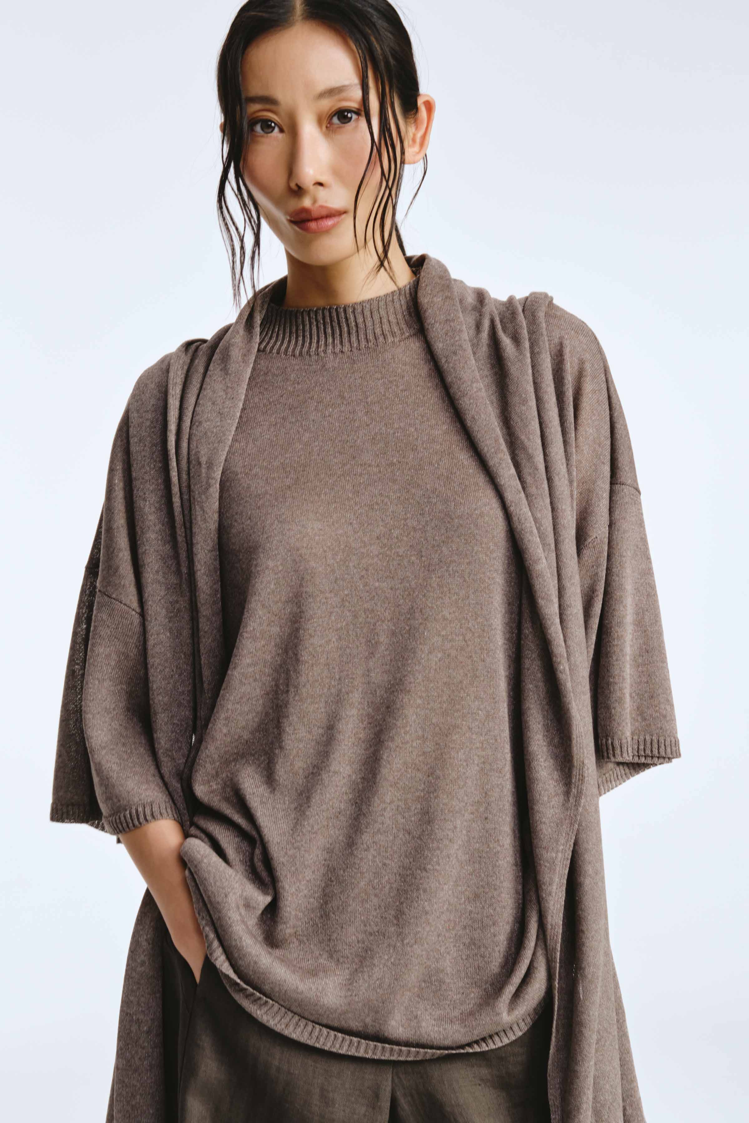 Джемпер с широким рукавом и поясом  от Lesel (Лесель)! Заказывайте по ✆ 8 (800) 777 02 37