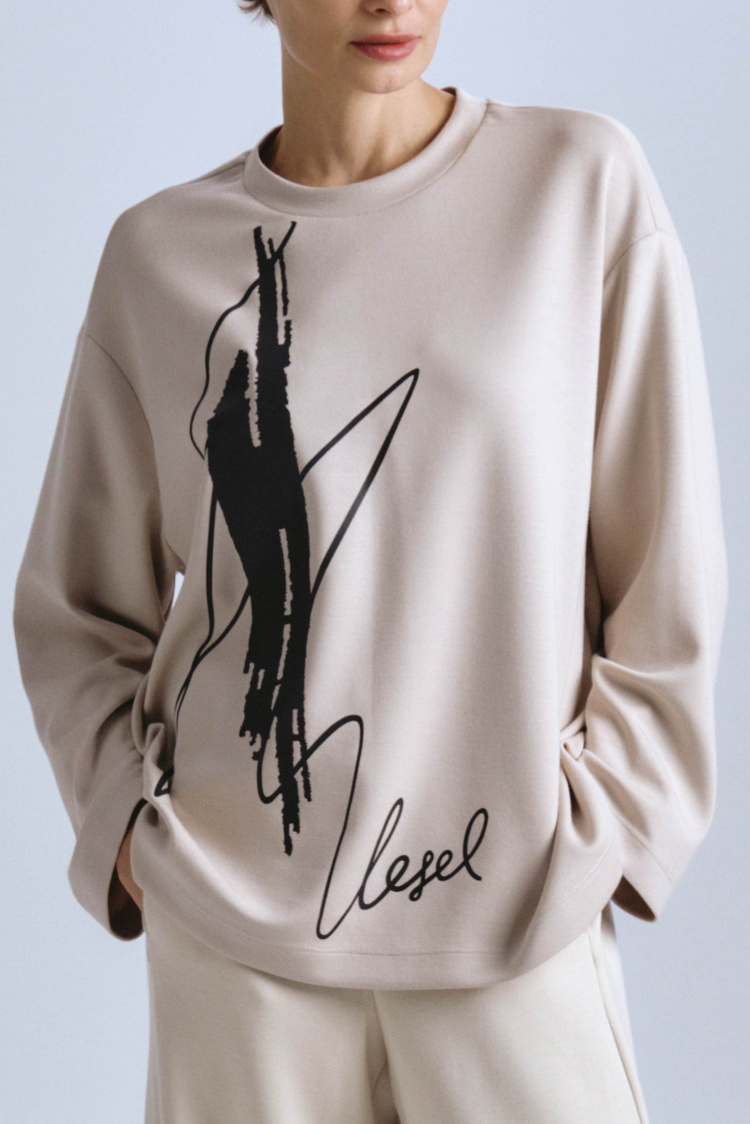 Блуза лонгслив с принтом Сухая кисть