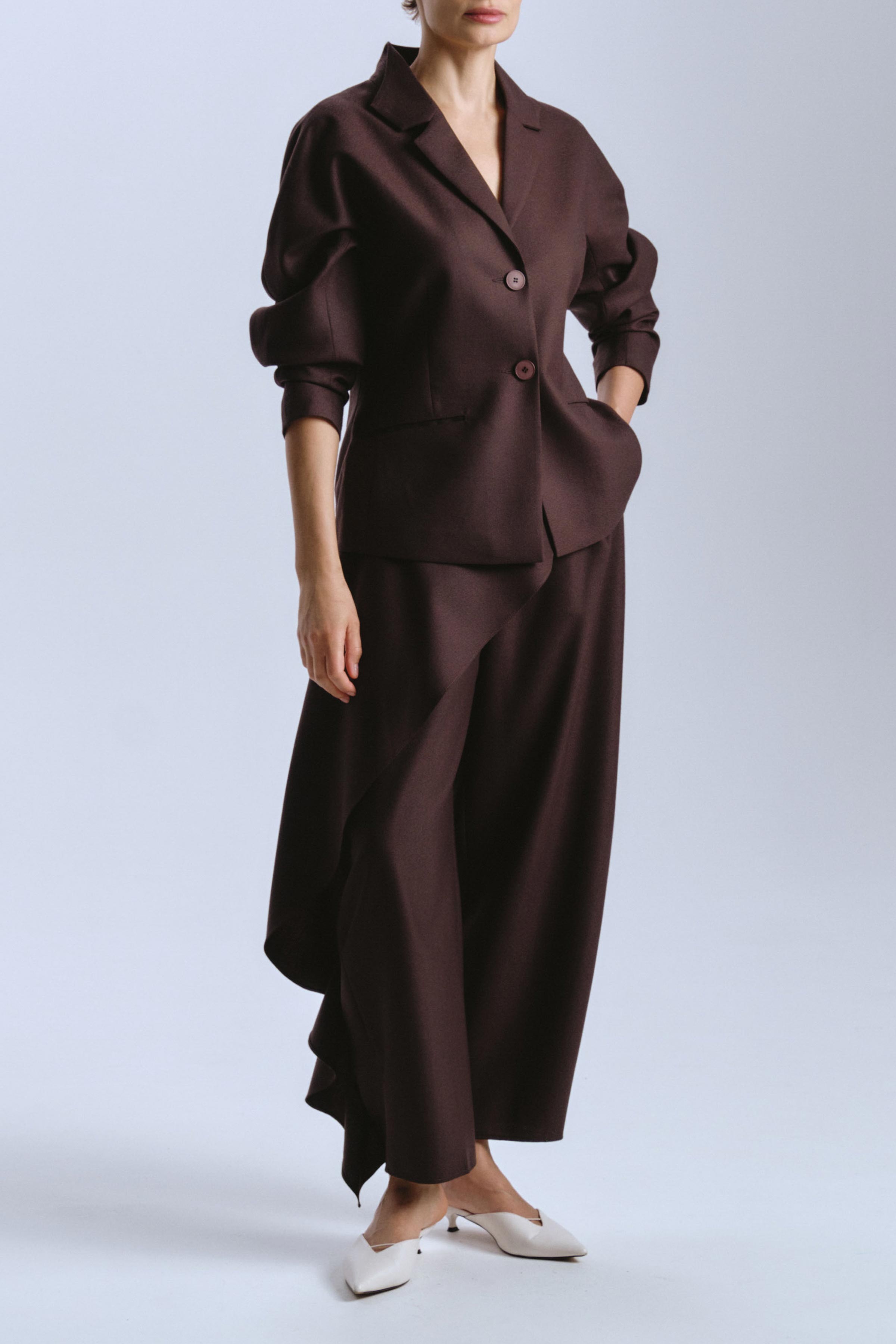 Жакет овал, шерсть 72 Кофе (cafe) от Lesel (Лесель)! Заказывайте по ✆ 8 (800) 777 02 37