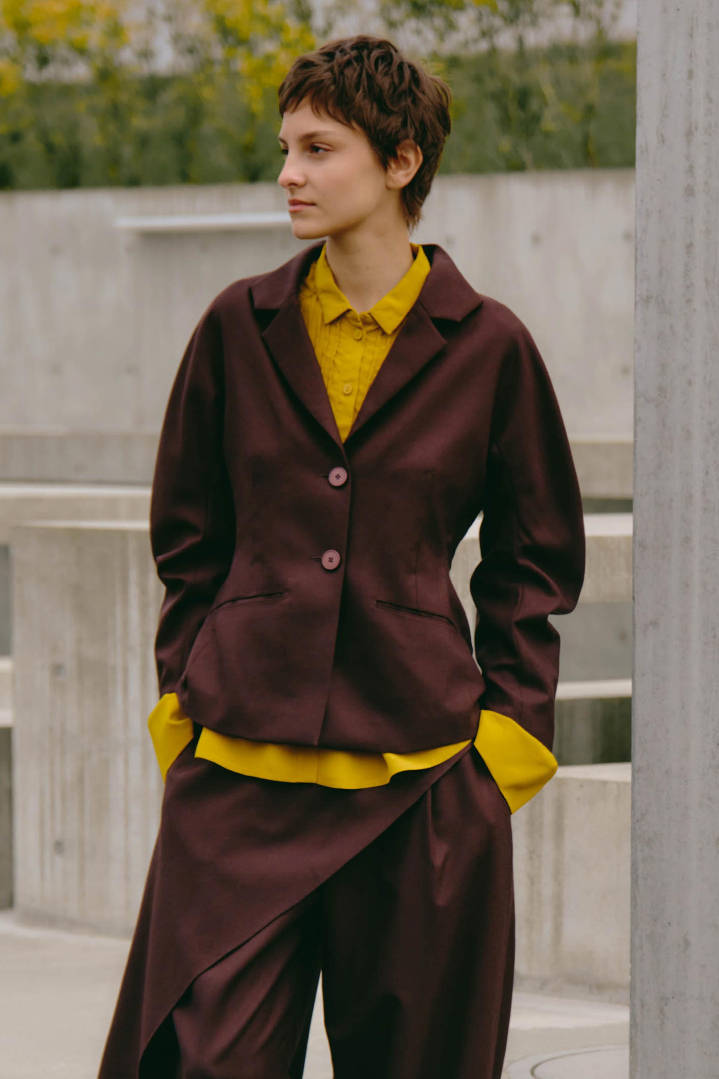 Жакет овал, шерсть 72 Кофе (cafe) от Lesel (Лесель)! Заказывайте по ✆ 8 (800) 777 02 37