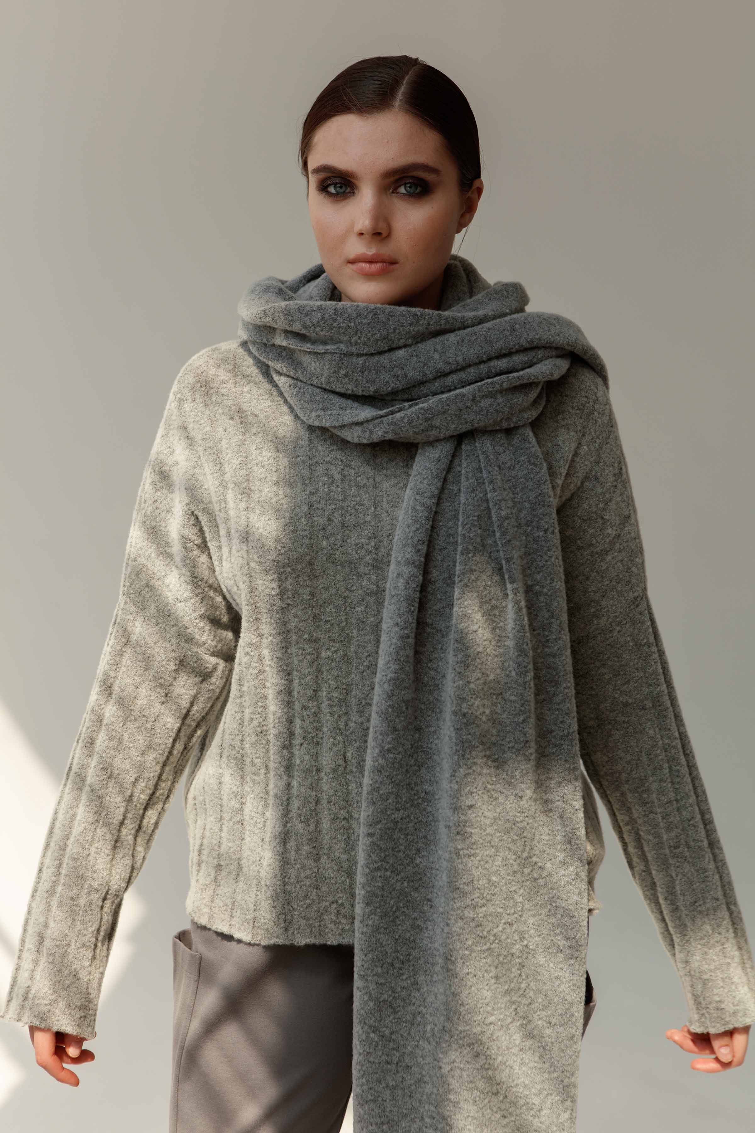 Палантин 15 Серый меланж (melange gris) от Lesel (Лесель)! Заказывайте по ✆ 8 (800) 777 02 37