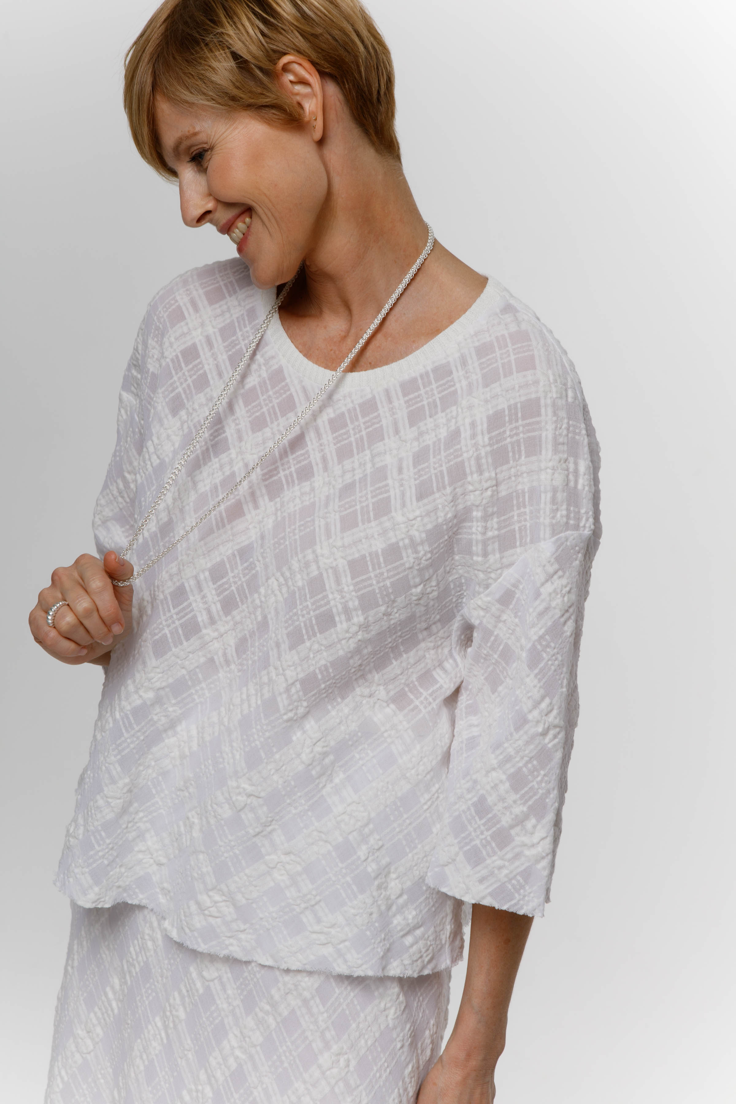 Блуза короткая, жатая клетка  от Lesel (Лесель)! Заказывайте по ✆ 8 (800) 777 02 37