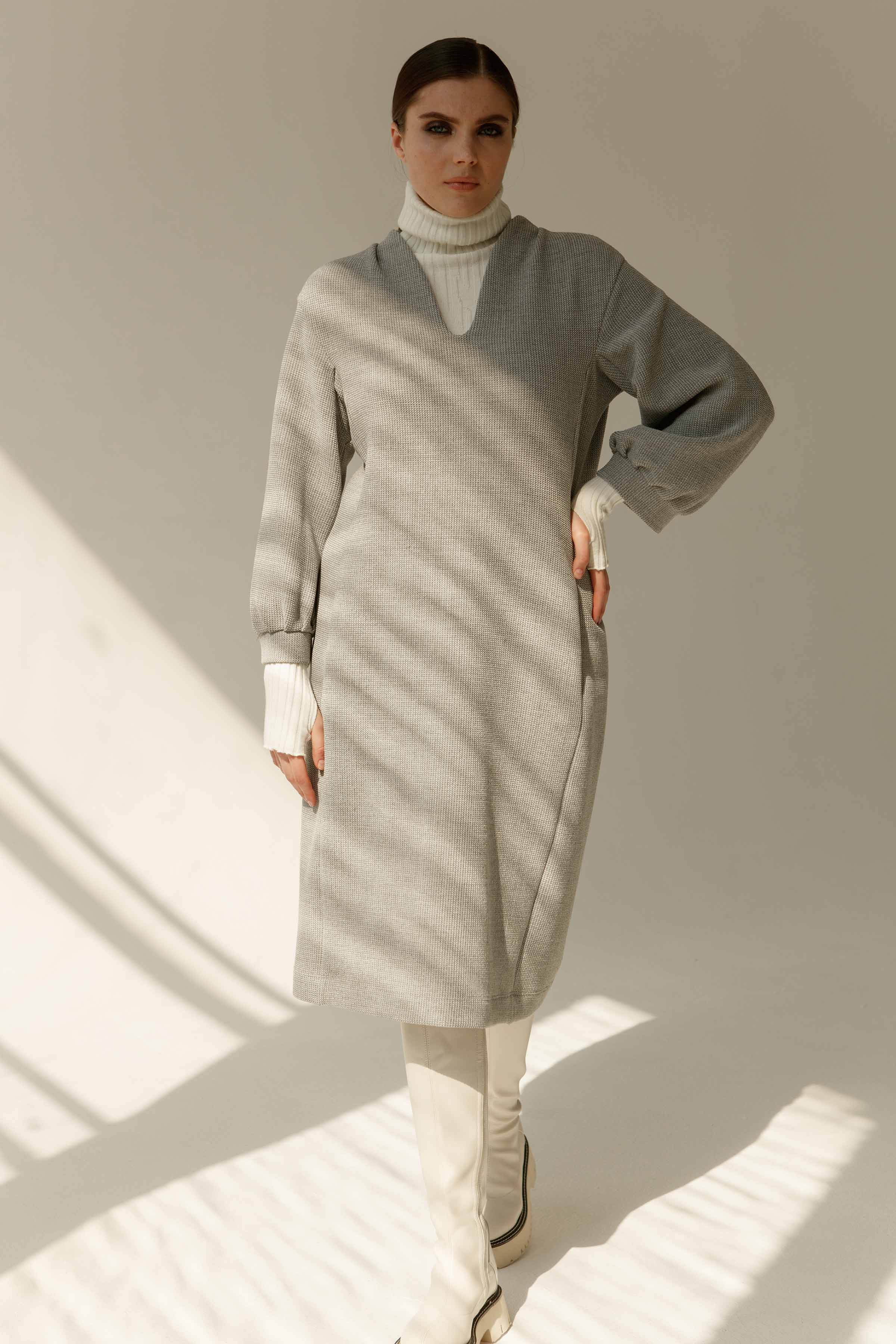 Платье Силуэт вафельный концепт 15 Серый меланж (melange gris) от Lesel (Лесель)! Заказывайте по ✆ 8 (800) 777 02 37