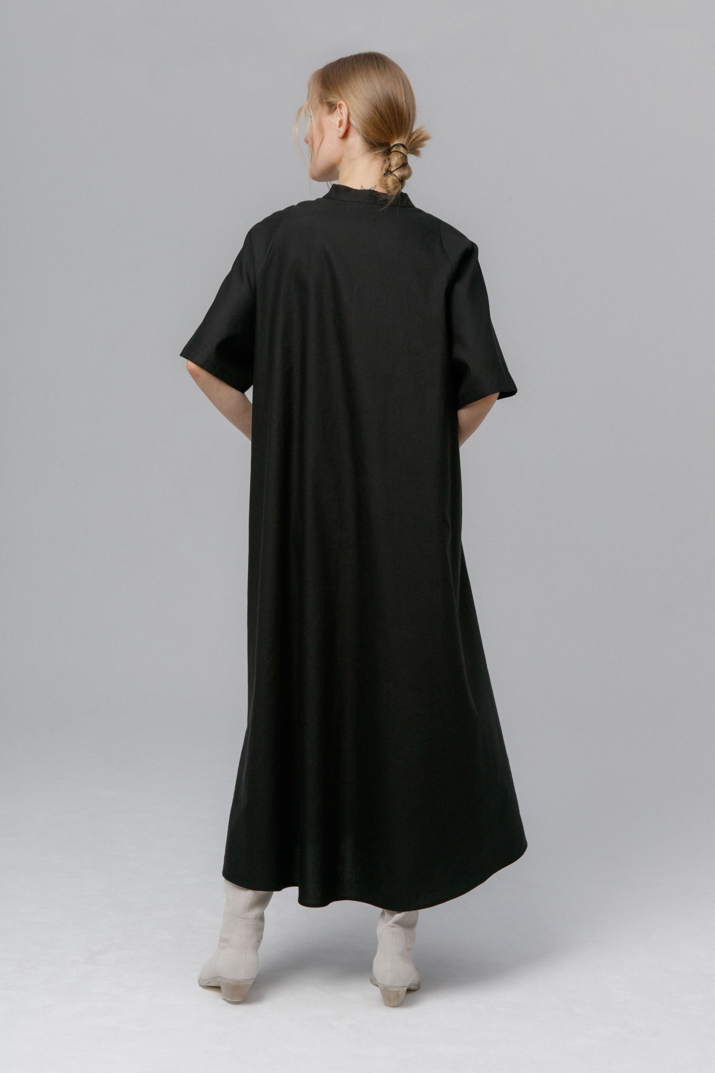 Платье Реглан, завязки, лён 00 Черный (noir) от Lesel (Лесель)! Заказывайте по ✆ 8 (800) 777 02 37