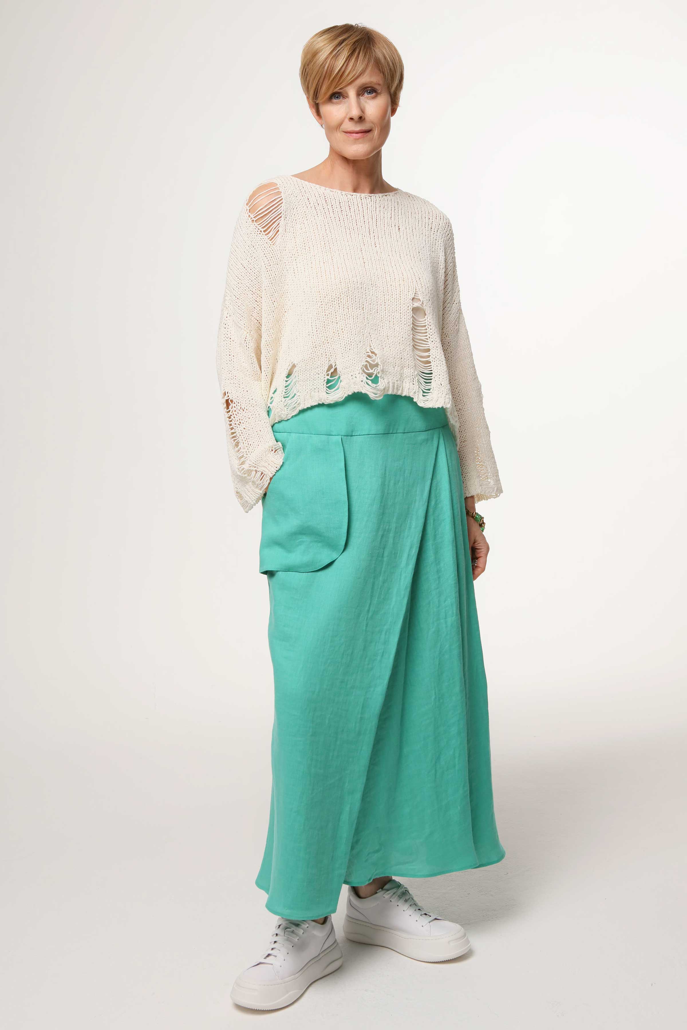 Юбка с запахом, мягкий лён 63 Ментол (menthol) от Lesel (Лесель)! Заказывайте по ✆ 8 (800) 777 02 37