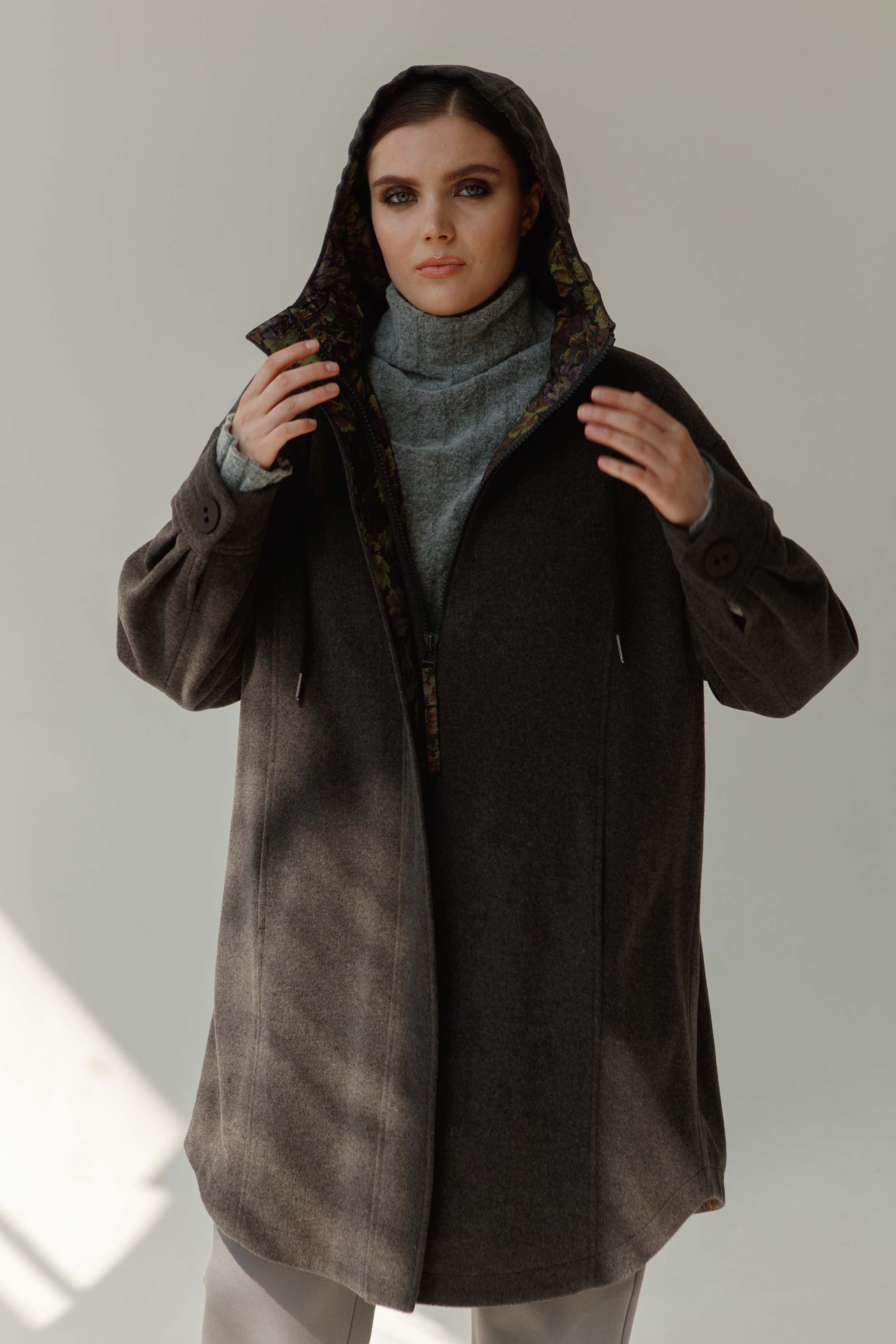 Пальто Рубашка с капюшоном темное 11 Антрацит (anthracite) от Lesel (Лесель)! Заказывайте по ✆ 8 (800) 777 02 37