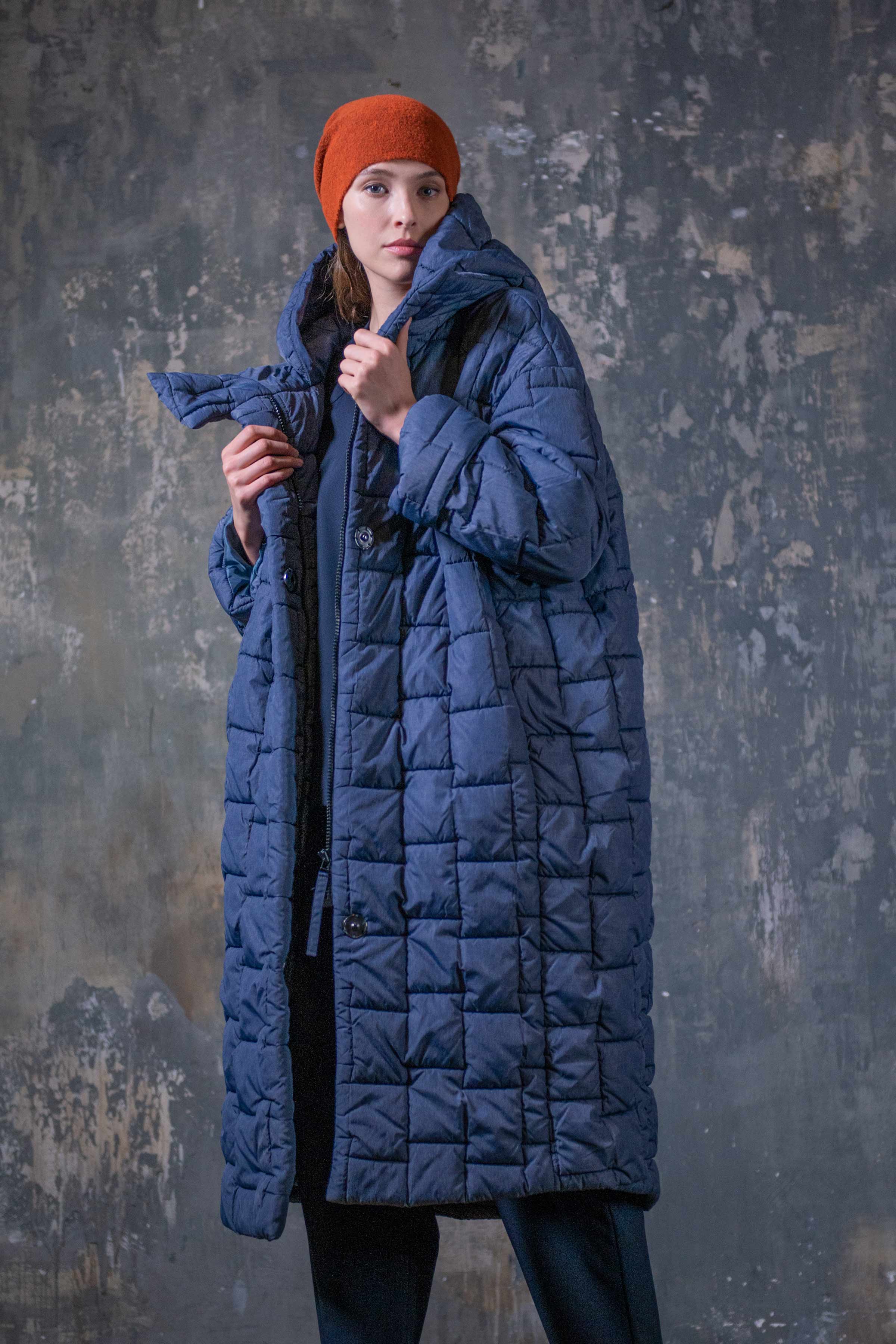 Пальто длинное с капюшоном, меланж 38 Джинсовый (denim) от Lesel (Лесель)! Заказывайте по ✆ 8 (800) 777 02 37