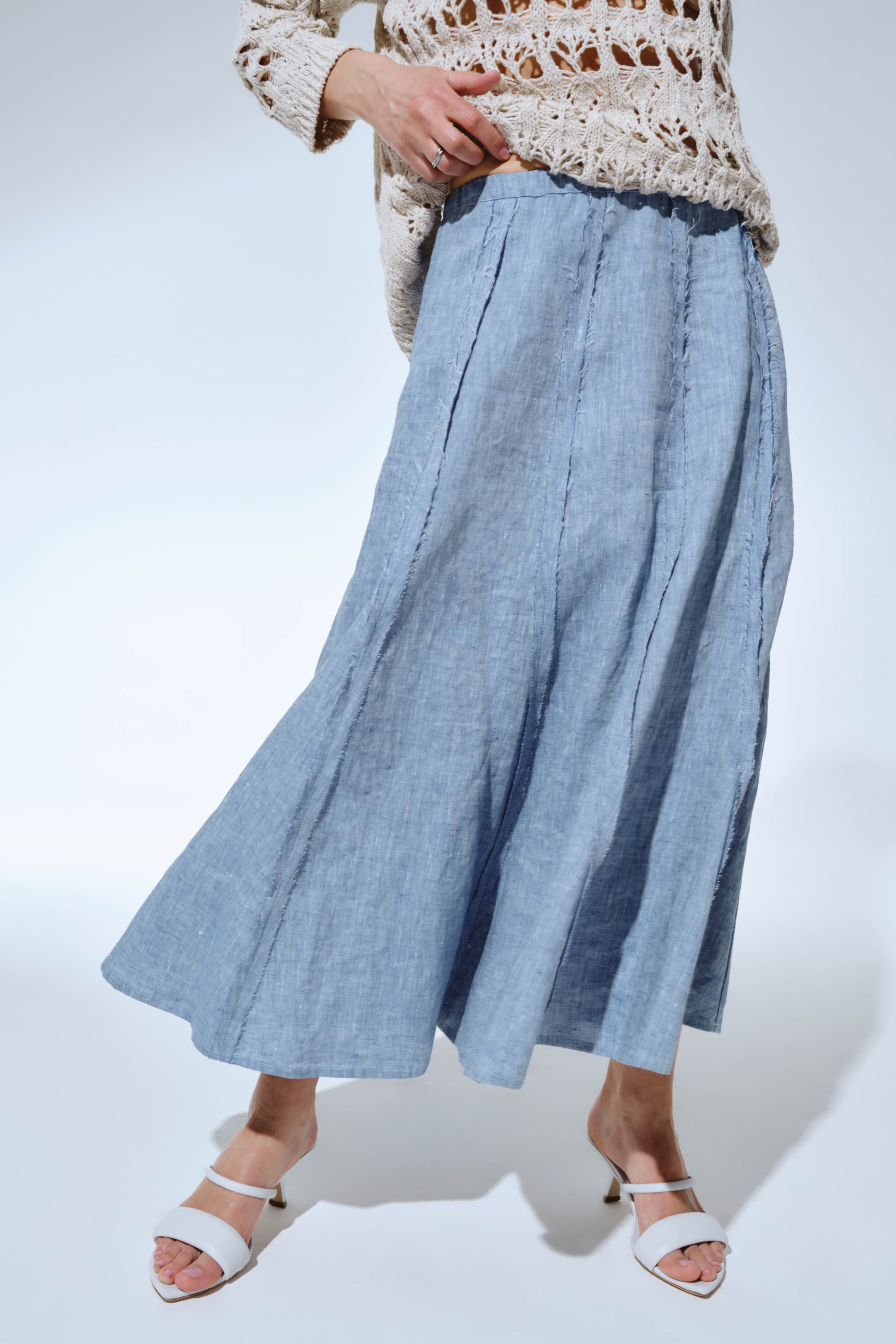 Юбка Лён гранж 39 Светло-джинсовый (denim bleu clair)  от Lesel (Лесель)! Заказывайте по ✆ 8 (800) 777 02 37