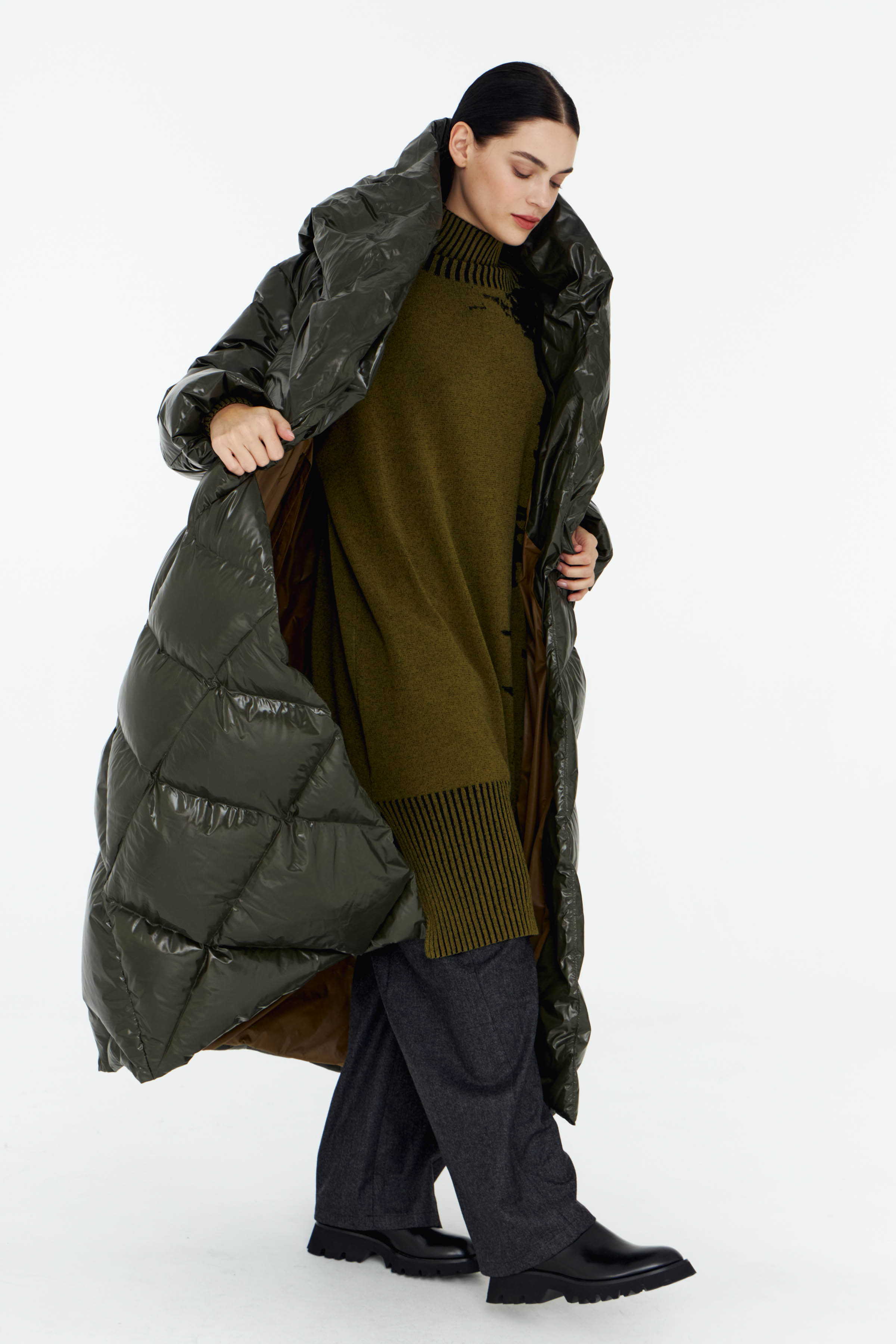 Пальто пуховое длинное с запахом 79 Гербарий (herbal) от Lesel (Лесель)! Заказывайте по ✆ 8 (800) 777 02 37