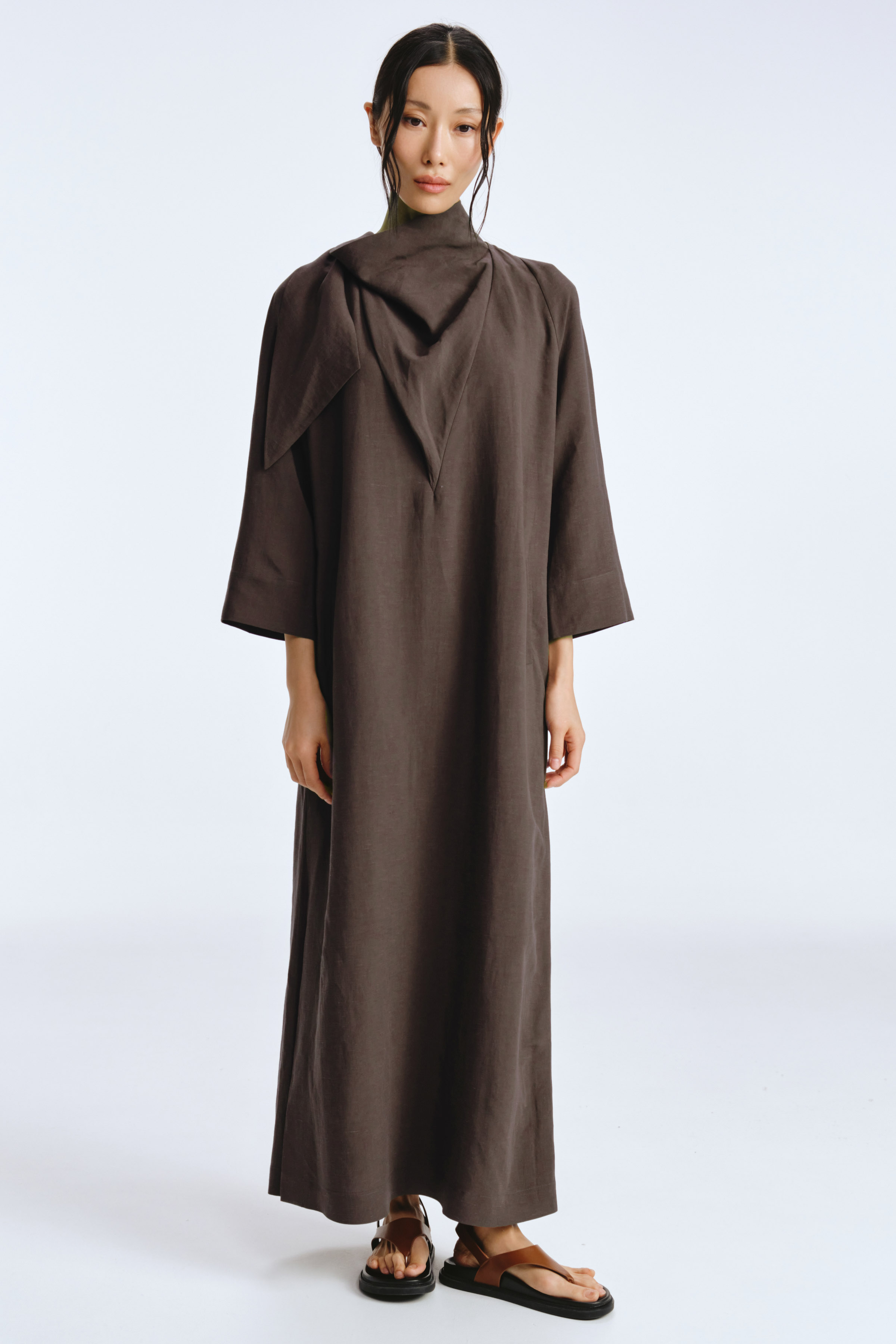 Платье с воротником Качели, плотная вискоза 42 Темный мрамор (marbre fonce) от Lesel (Лесель)! Заказывайте по ✆ 8 (800) 777 02 37