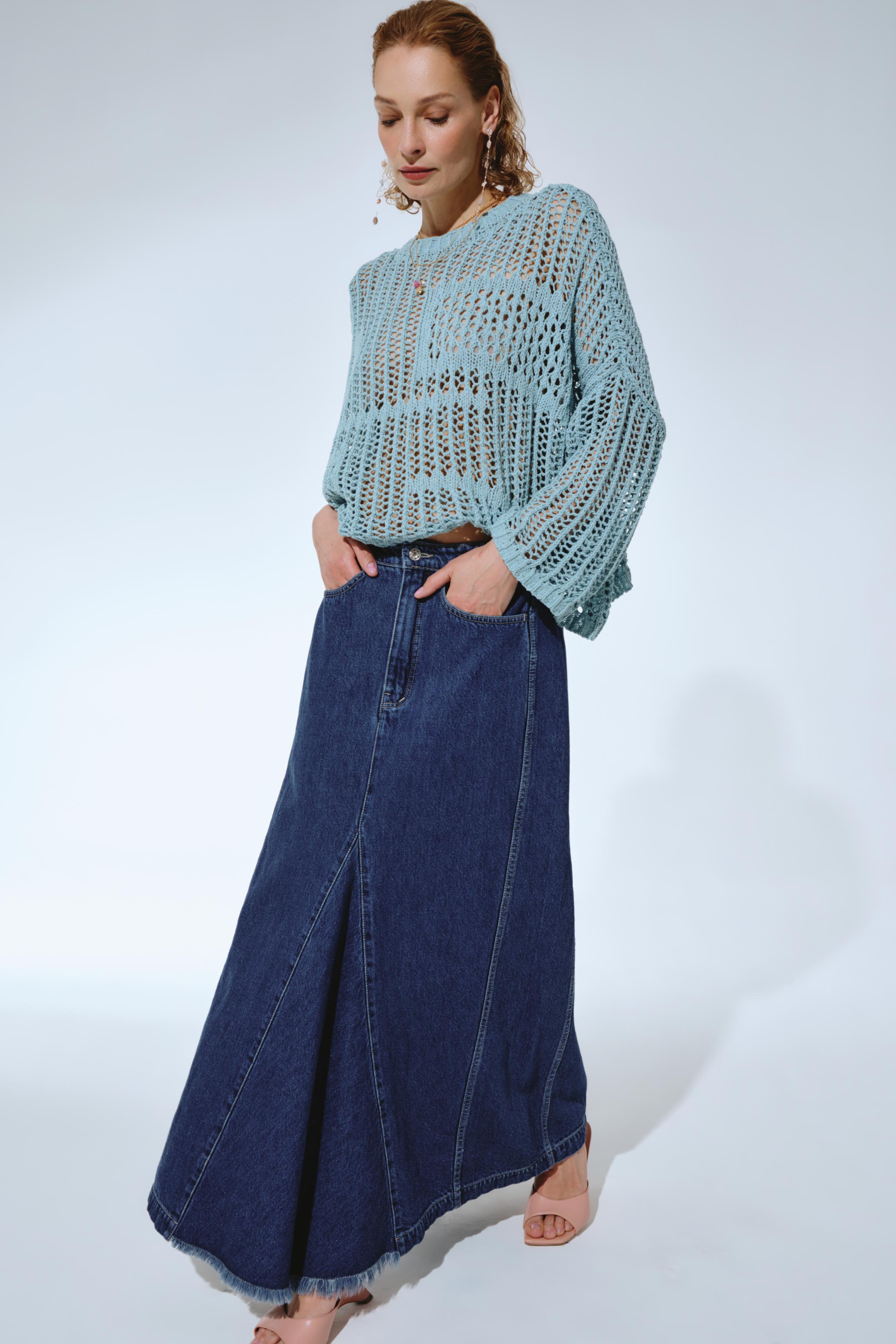 Юбка Длинная джинса 38 Джинсовый (denim) от Lesel (Лесель)! Заказывайте по ✆ 8 (800) 777 02 37