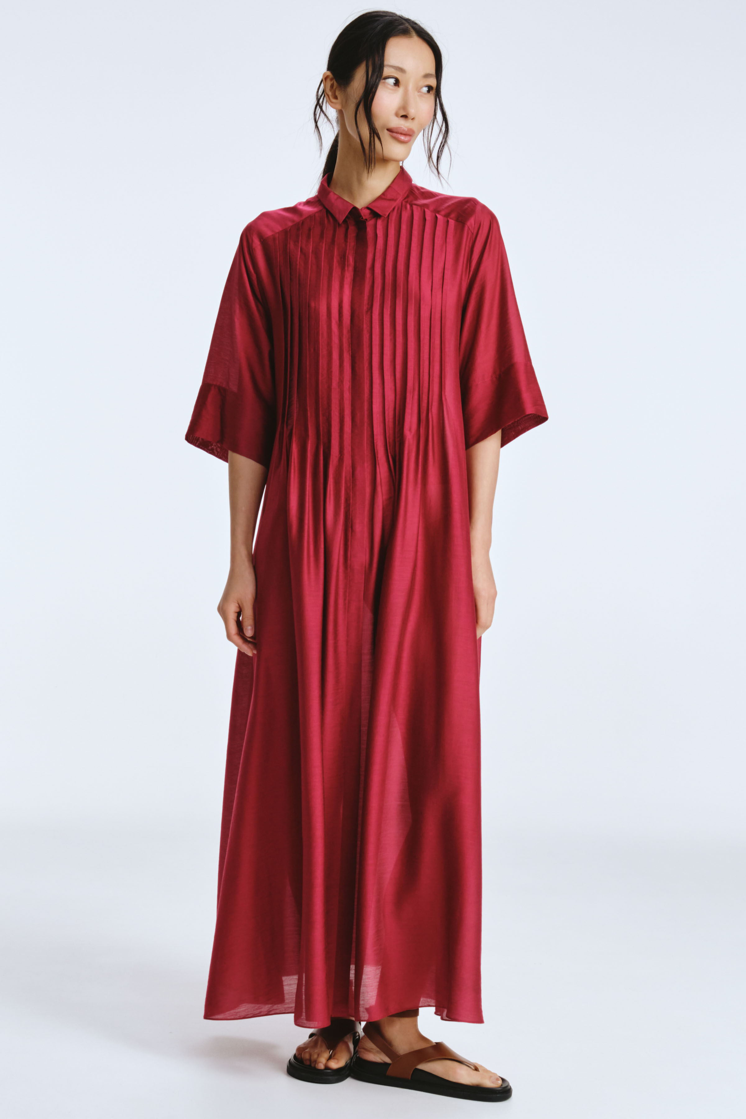 Платье рубашка с защипами 24 Кармин (carmine) от Lesel (Лесель)! Заказывайте по ✆ 8 (800) 777 02 37