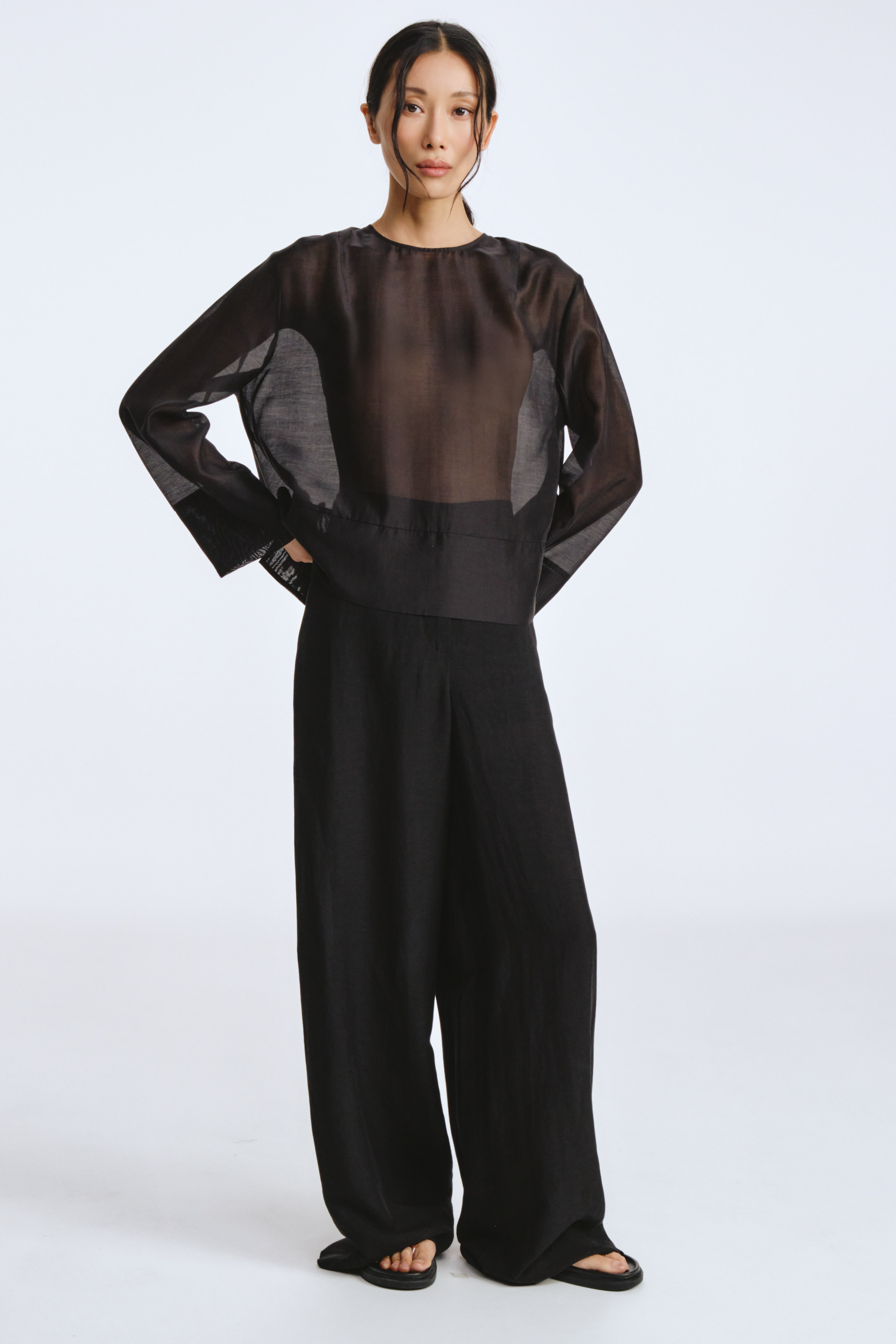 Блуза с круглой горловиной, прозрачная