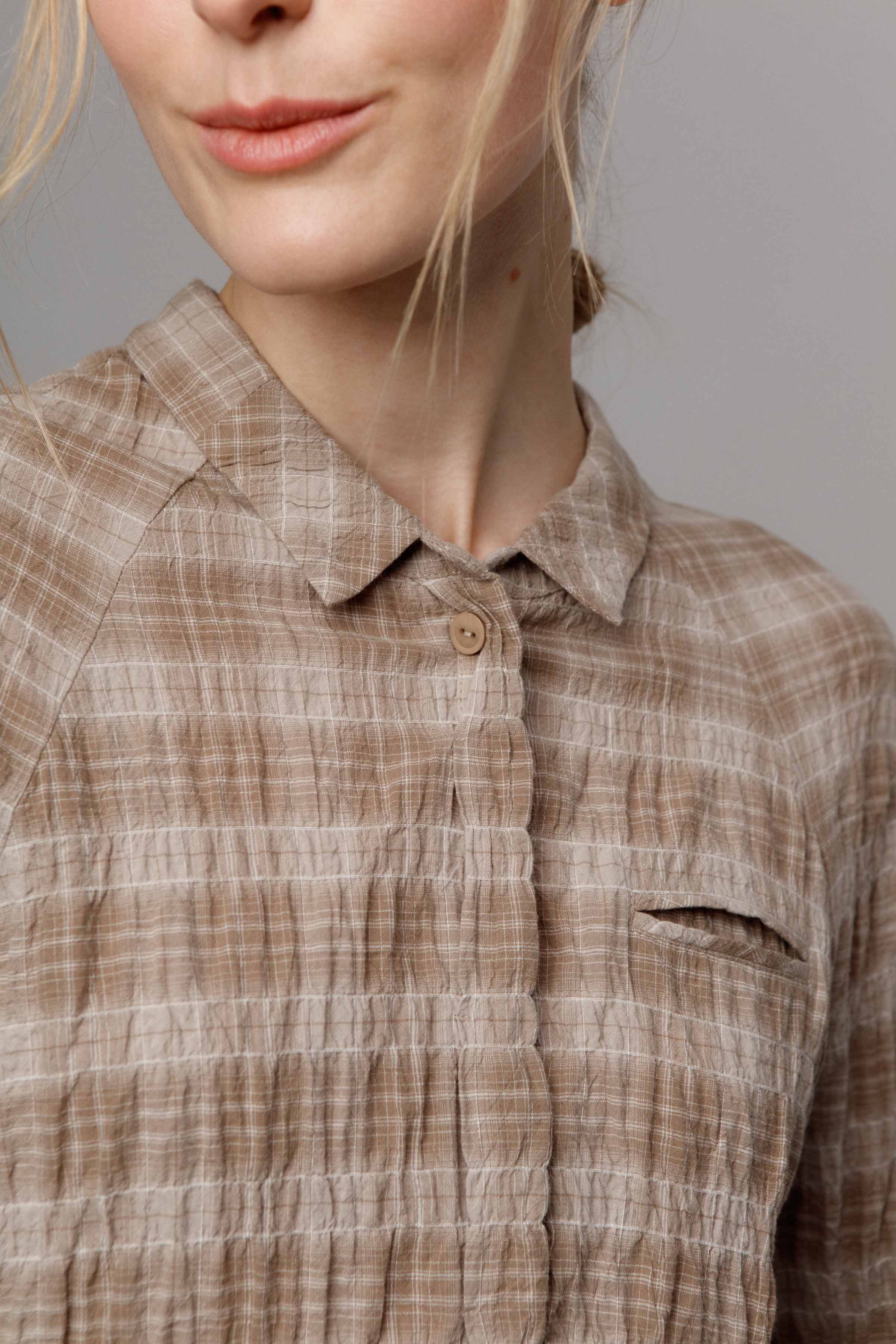 Блуза Рубашка в клетку 15 Серый меланж (melange gris) от Lesel (Лесель)! Заказывайте по ✆ 8 (800) 777 02 37