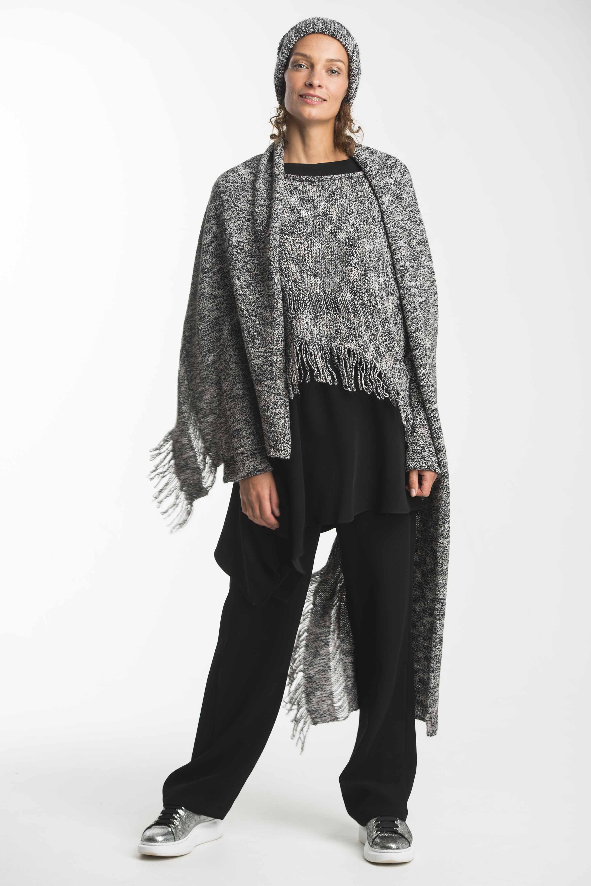 Шарф с бахромой "Рогожка" 24 Шафран (safran), 16 Черный меланж (melange noir) от Lesel (Лесель)! Заказывайте по ✆ 8 (800) 777 02 37