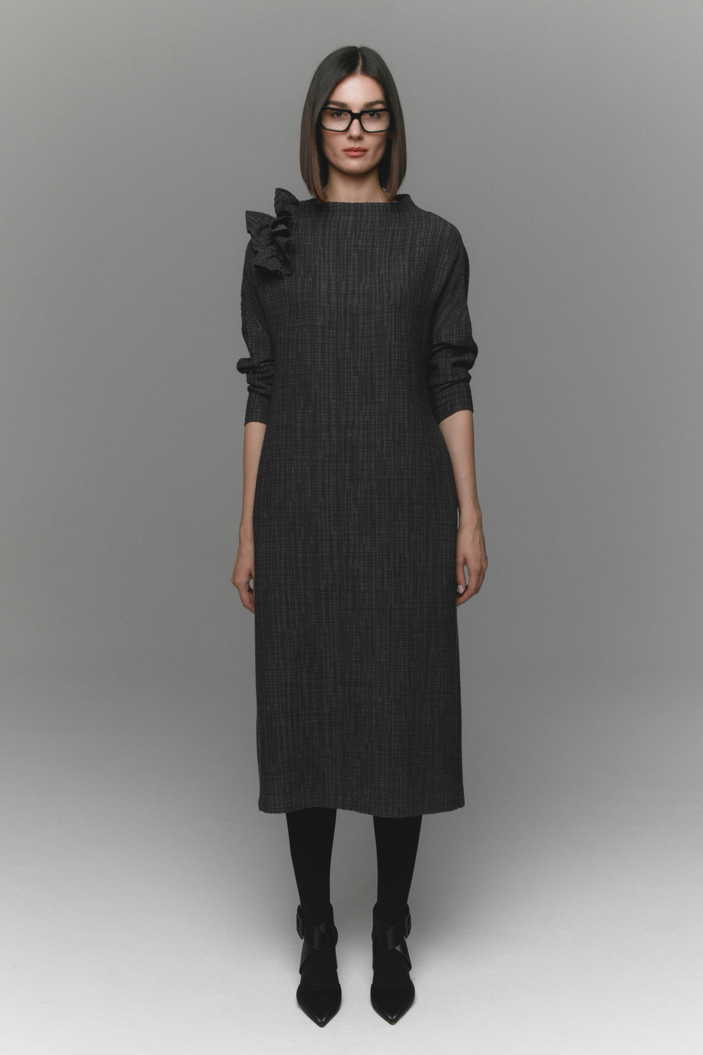 Платье прямое, жаккард клетка