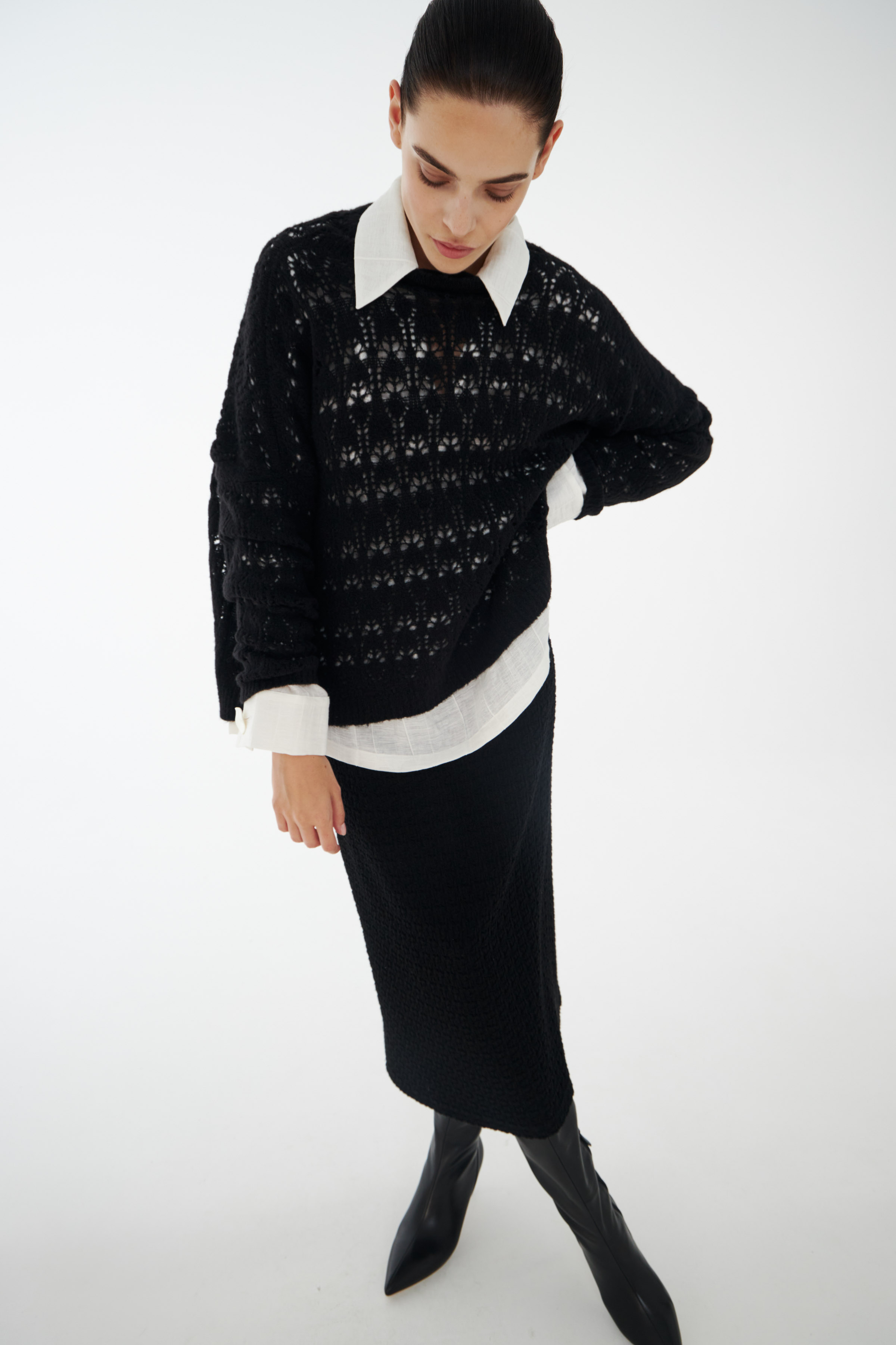 Юбка узкая, сложный жаккард