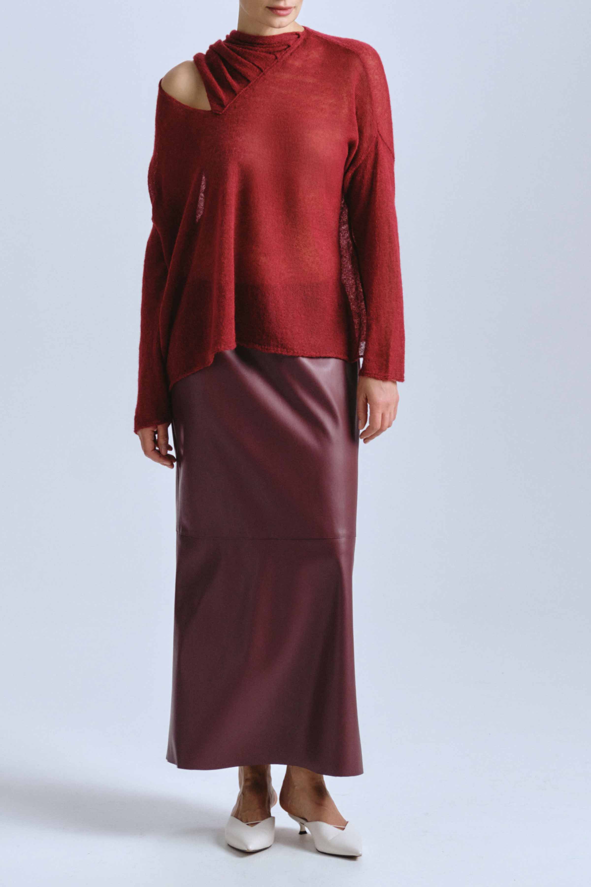 Юбка длинная узкая, кожа 27 Бордо (burdeaux) от Lesel (Лесель)! Заказывайте по ✆ 8 (800) 777 02 37