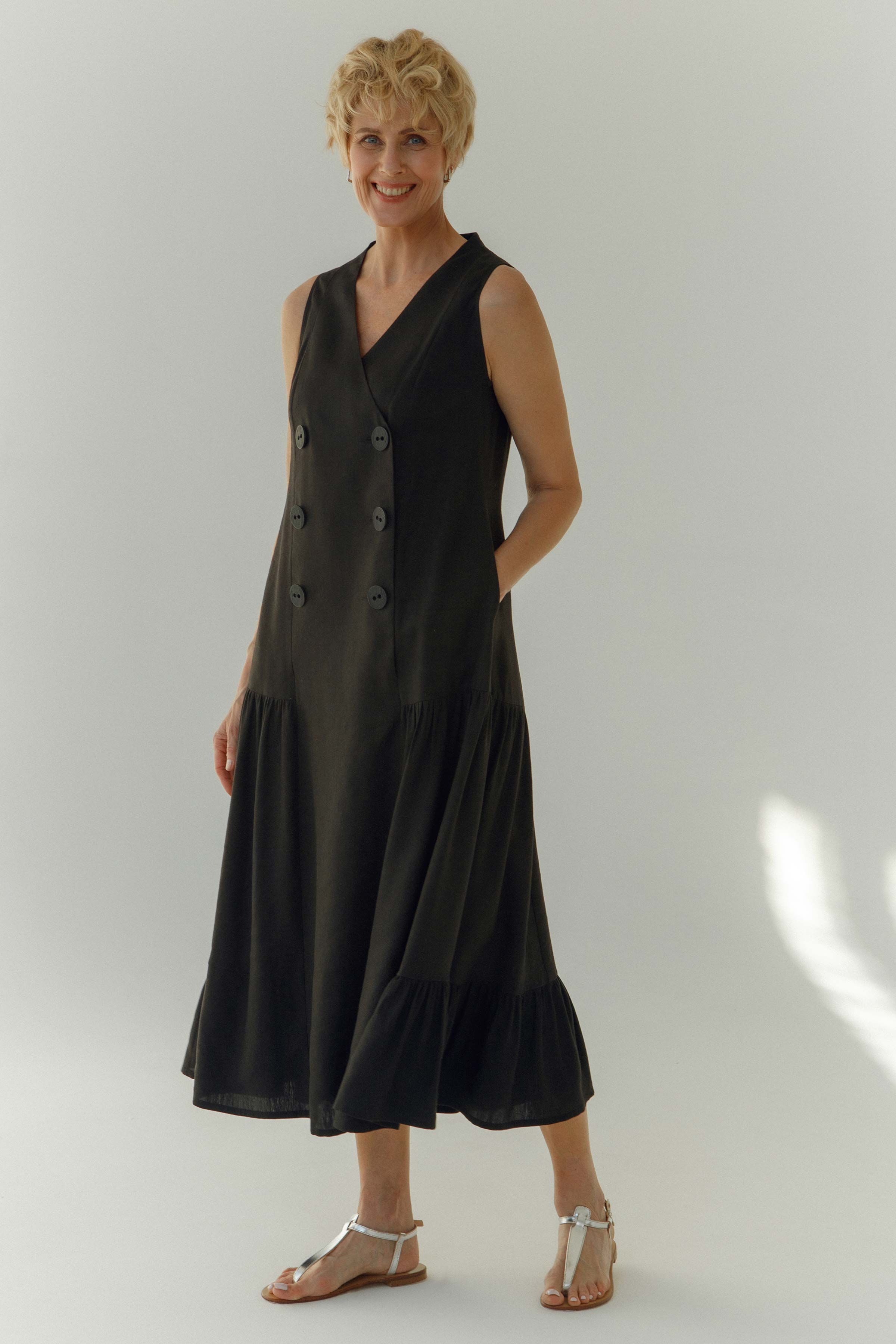 Платье Сарафан, лён 00 Черный (noir) от Lesel (Лесель)! Заказывайте по ✆ 8 (800) 777 02 37