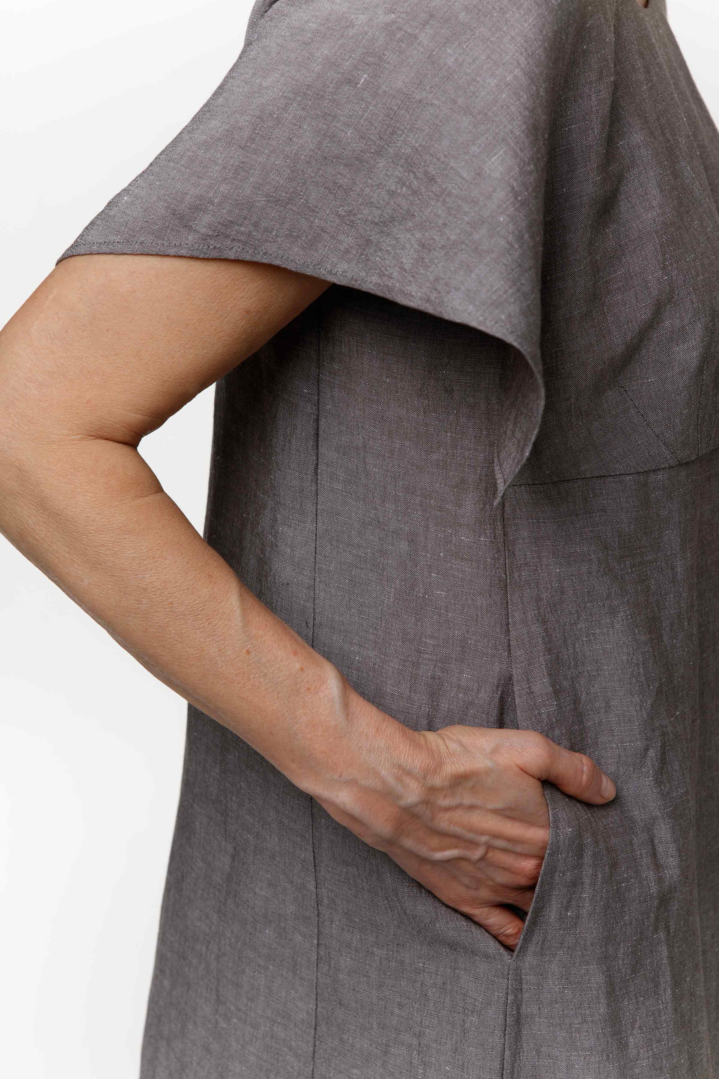 Платье с крылышками, лён 15 Серый меланж (melange gris) от Lesel (Лесель)! Заказывайте по ✆ 8 (800) 777 02 37