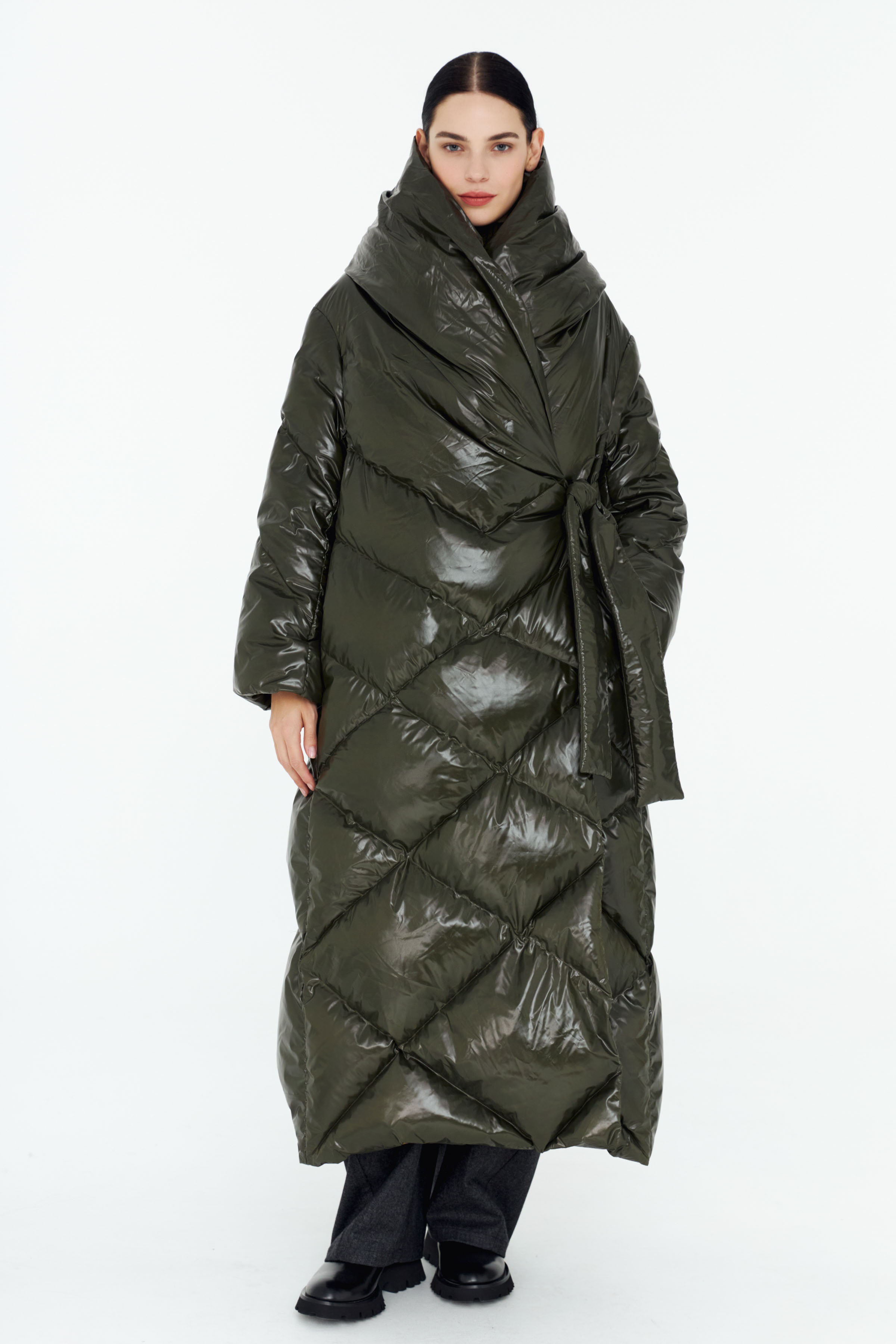 Пальто пуховое длинное с запахом 79 Гербарий (herbal) от Lesel (Лесель)! Заказывайте по ✆ 8 (800) 777 02 37