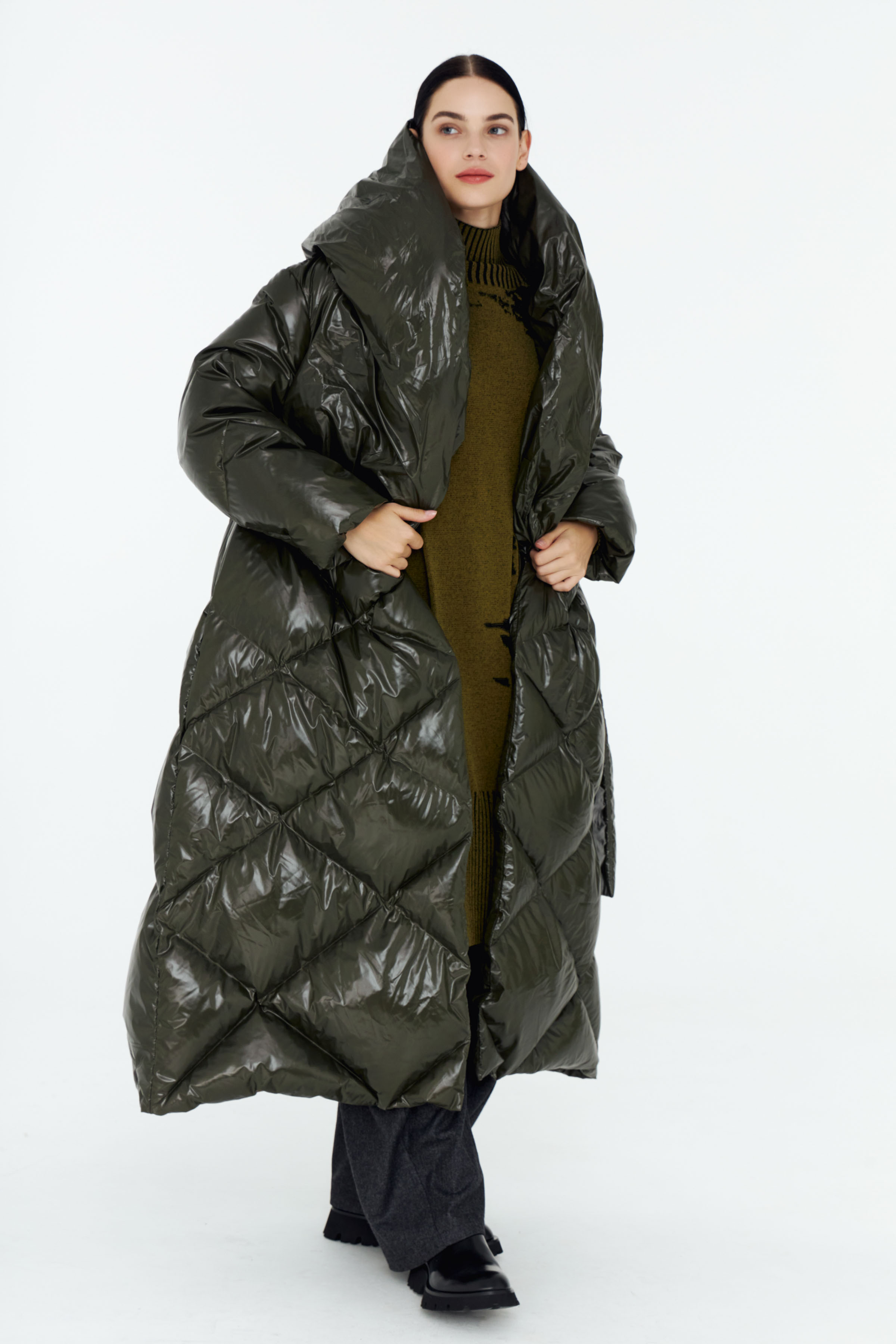 Пальто пуховое длинное с запахом 79 Гербарий (herbal) от Lesel (Лесель)! Заказывайте по ✆ 8 (800) 777 02 37