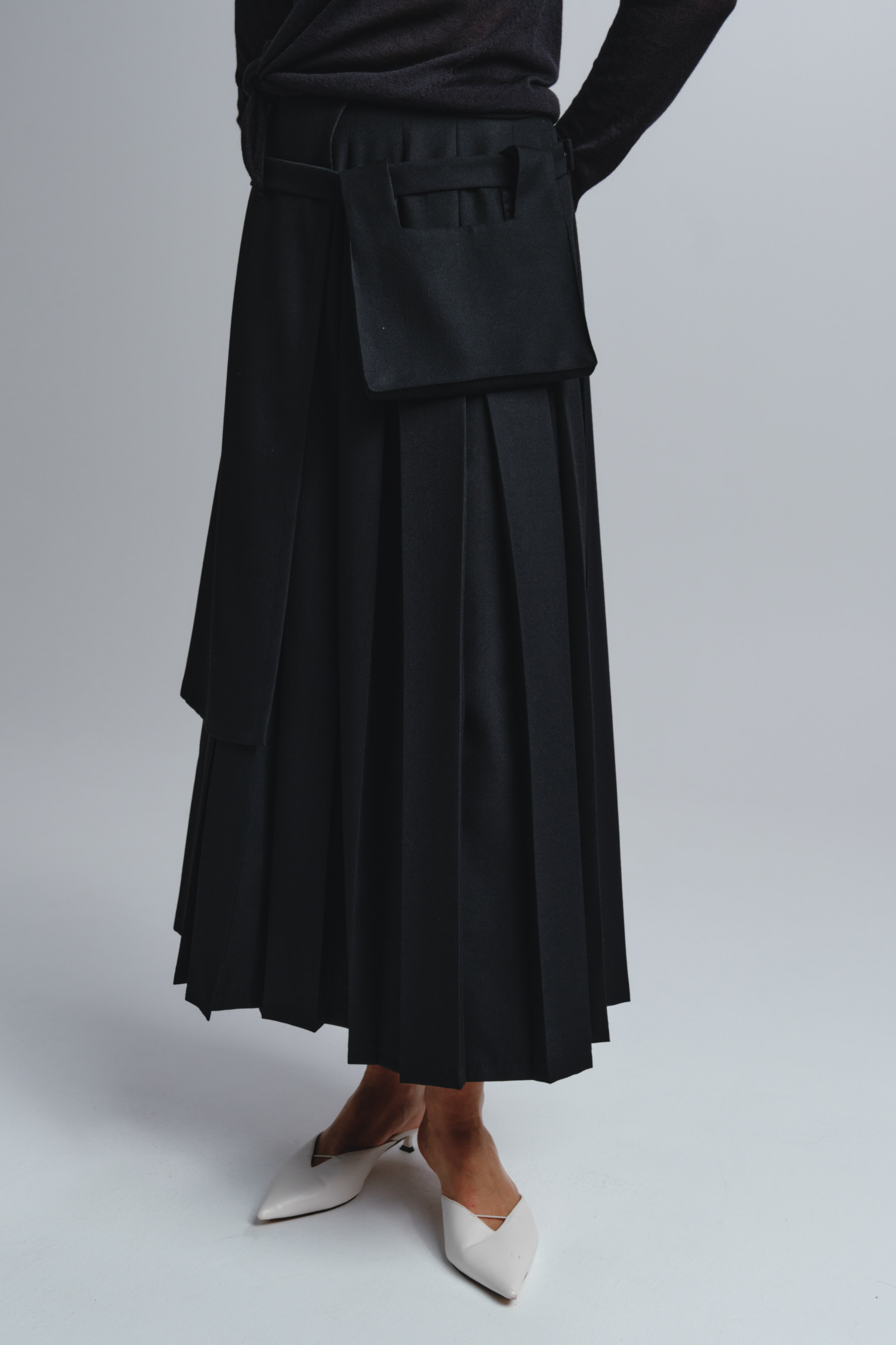 Юбка асимметричное гофре, шерсть