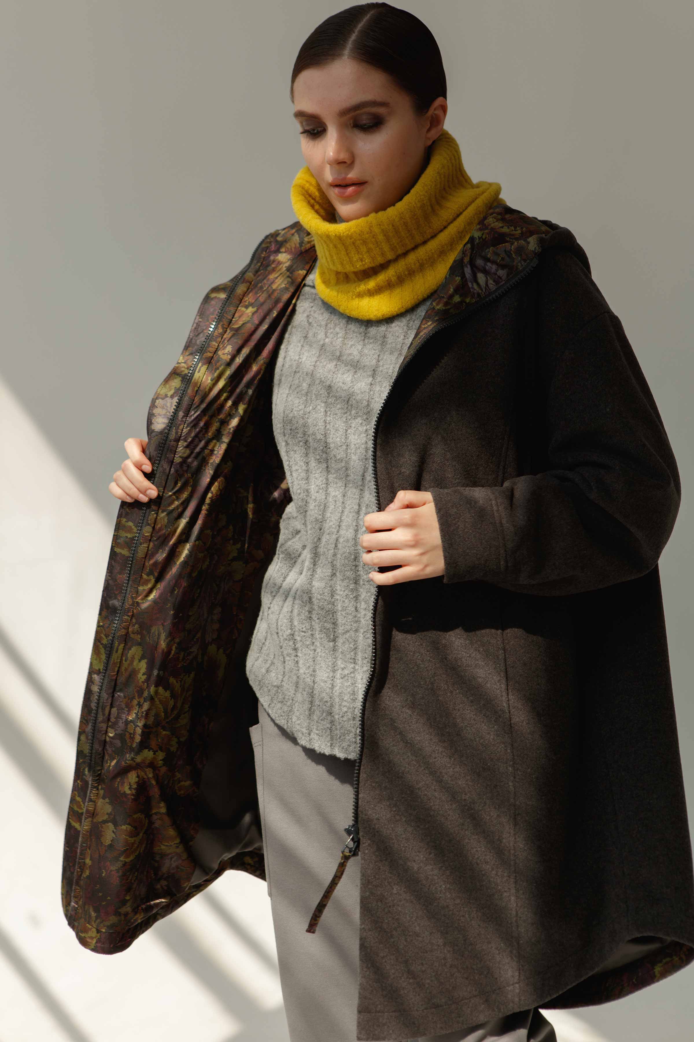 Пальто Рубашка с капюшоном темное