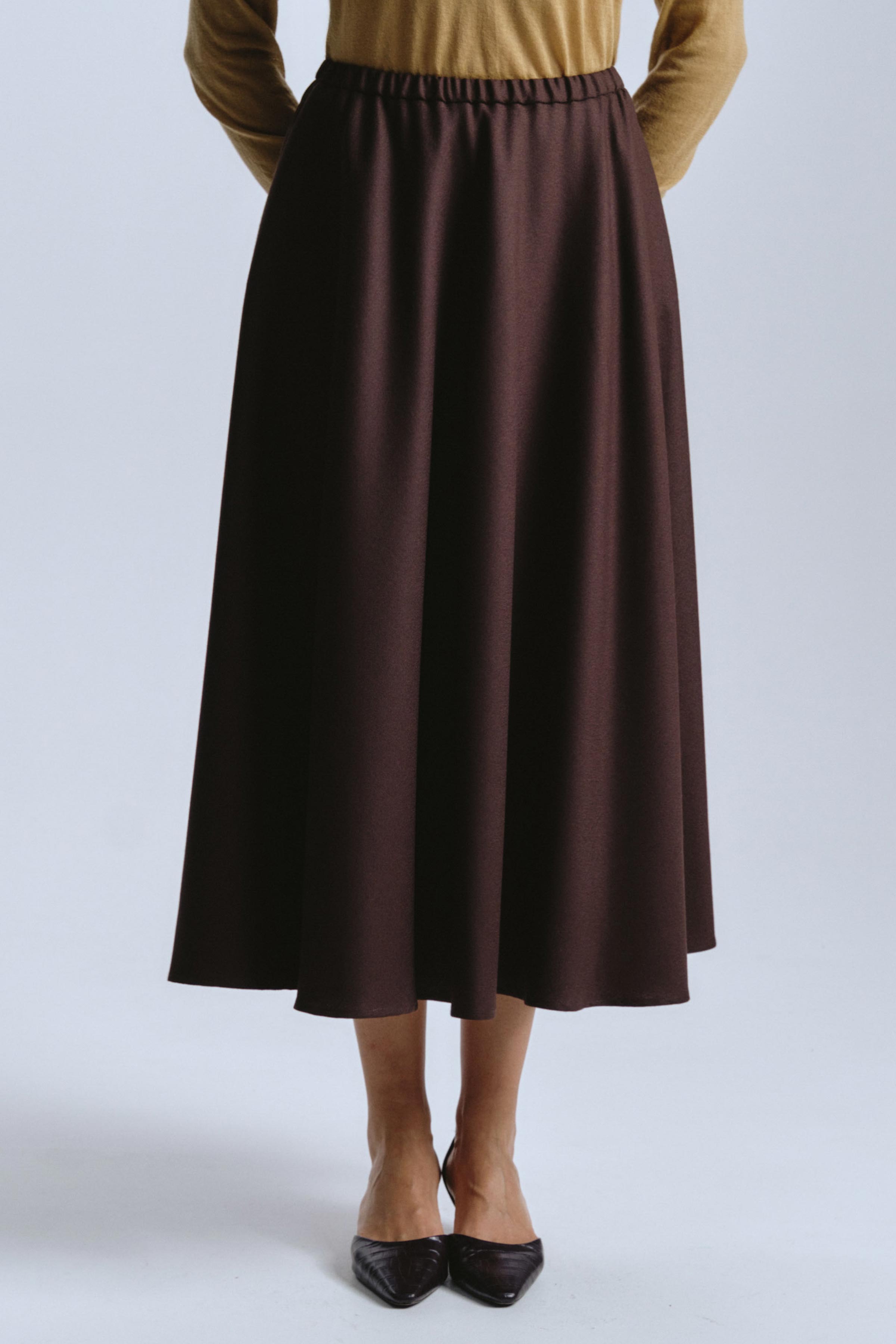 Юбка клеш, шерсть 72 Кофе (cafe) от Lesel (Лесель)! Заказывайте по ✆ 8 (800) 777 02 37