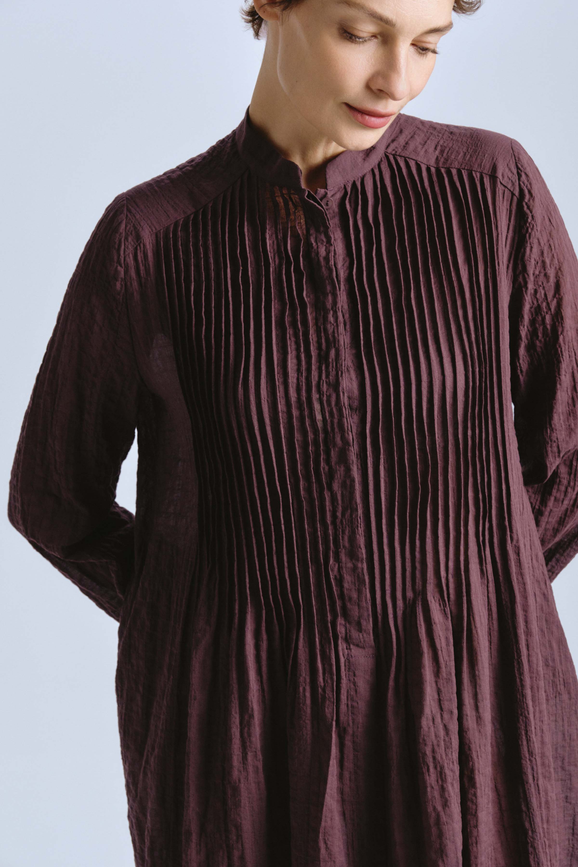 Платье рубашка с защипами, с длинным рукавом 75 Шоколад (chocolat) от Lesel (Лесель)! Заказывайте по ✆ 8 (800) 777 02 37